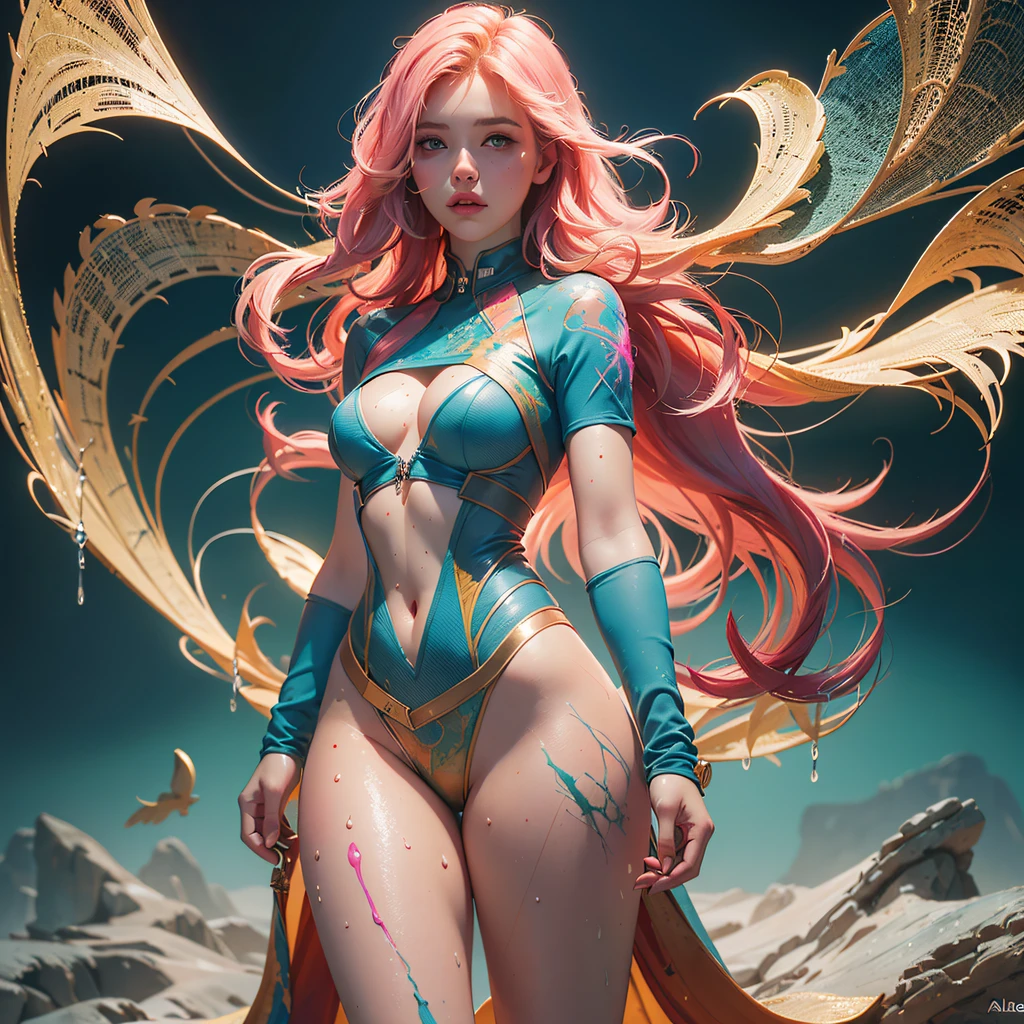 full length body shot,(((ultra warm bright pastel colors))), orange pink white colors, sharp focus, ultra high contrast, lut, ultra insane high resolution intricate textures, texture indentation, there is a gorgeous girl standing on sand wind in the hair, (((((Charlie Bowater, art by Alena Aenami, art by Albert Bierstadt, art by Carne Griffiths))))), luminism, light placement art, octane render, ultra intricately detailed, ultra maximalism, romanticism, 2.5D Parallax Effect, backlight, wet reflections, chromatic aberration,  multiple lighting sources, luminism, spectacular backlight, volumetric ambient occlusion, best lighting, best light play, light bounce, wet  light reflections