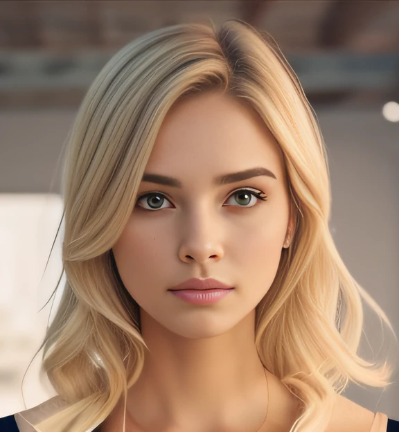 obra-prima, melhor qualidade, 1girl, de baixo, shorts, crop top, cabelo loiro, olhos azuis, textura da pele, rosto perfeito