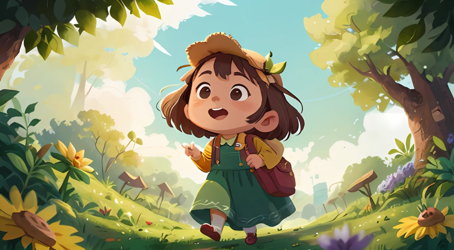 Menina parada, olhando para cima, Stepping is not green, colhendo frutas em uma macieira
