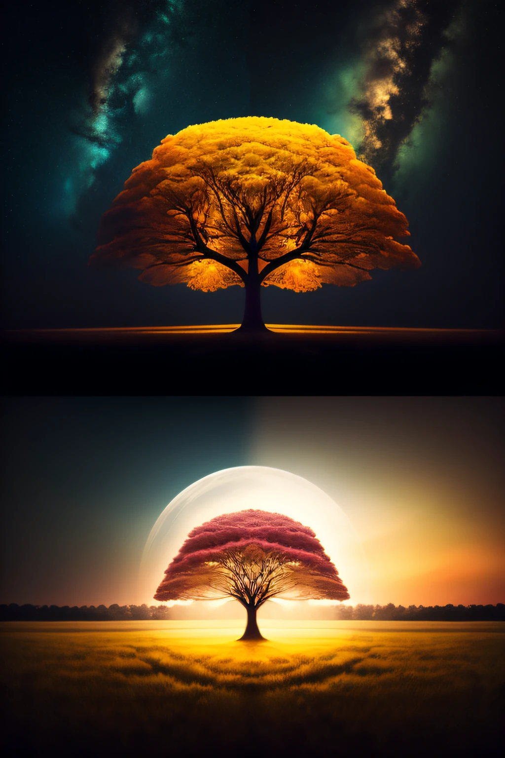 The tree of life and darkness in a field of cameras