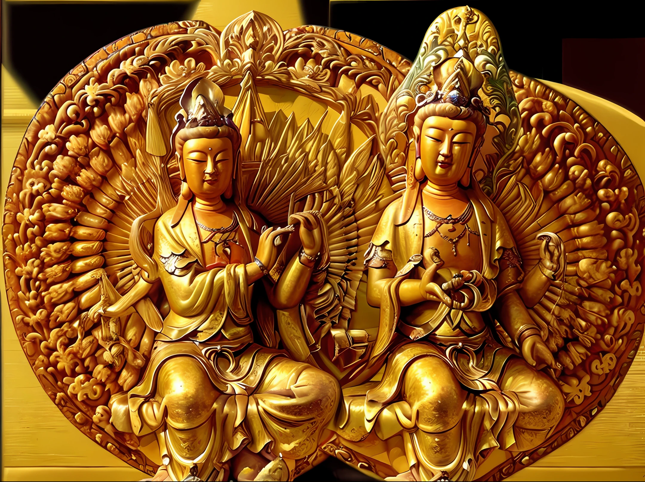 Oil painting style,Chinese Buddhist Bodhisattva Wei,Dunhuang style,Head down and glar,