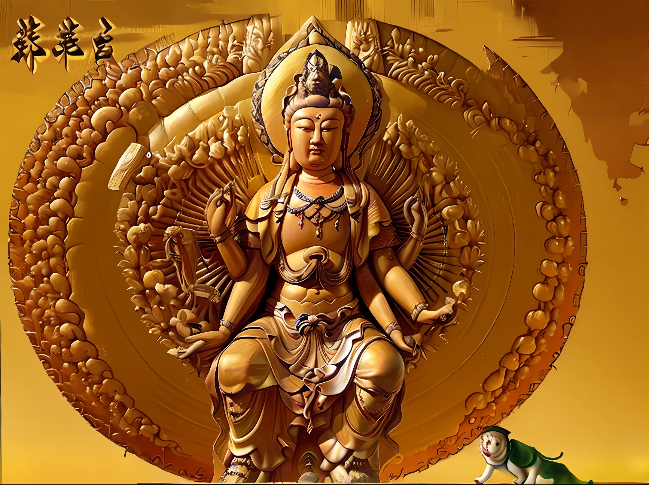 Oil painting style,Chinese Buddhist Bodhisattva Wei,Dunhuang style,Head down and glar,