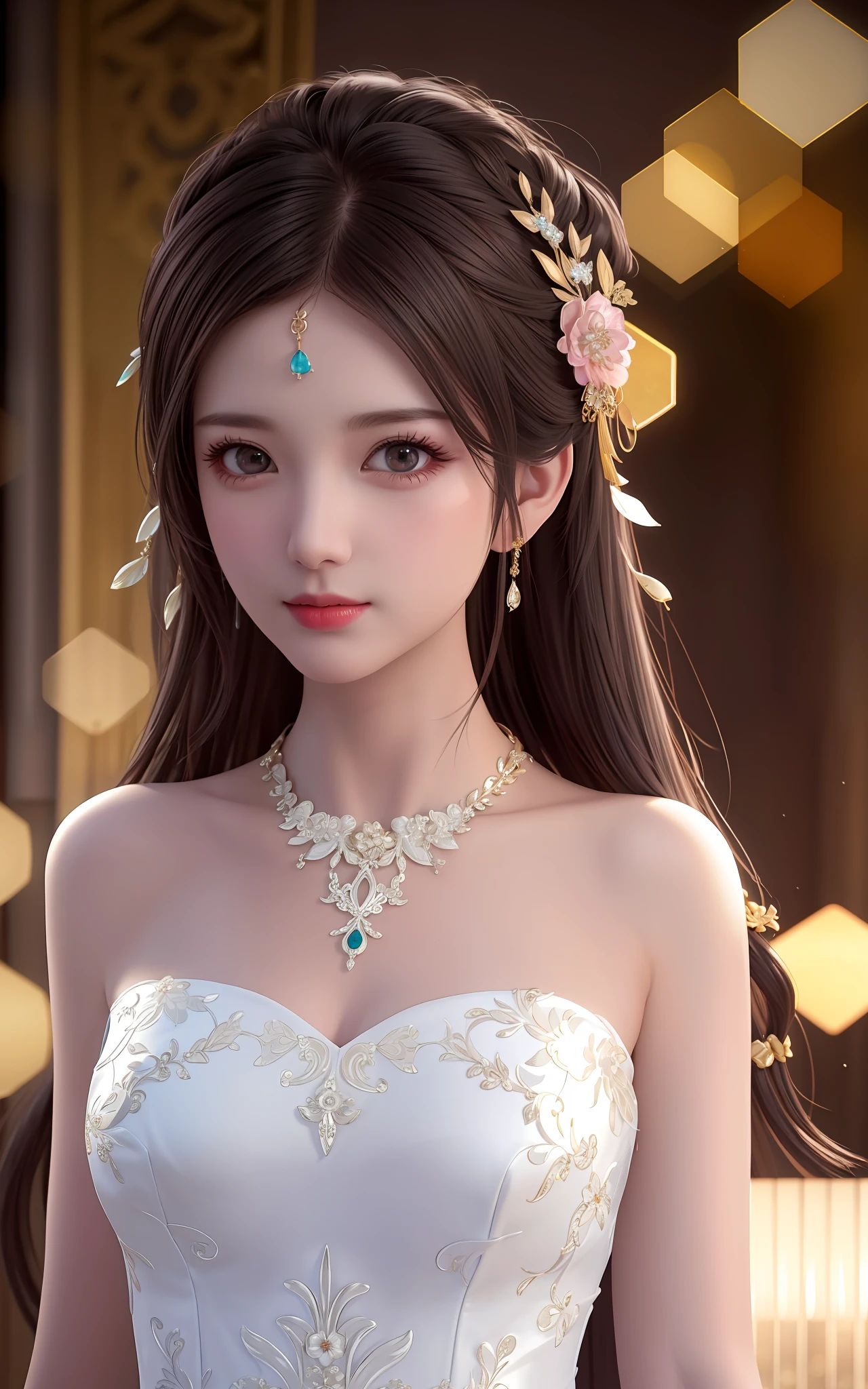 best quality, masterpiece, highres, 1girl,china wedding dress,hair ornament,necklace, jewelry,Beautiful face,upon_body, tyndall effect,photorealistic, dark studio, rim lighting, two tone lighting,(high detailed skin:1.2), 8k uhd, dslr, soft lighting, high quality, volumetric lighting, candid, Photograph, high resolution, 4k, 8k, Bokeh