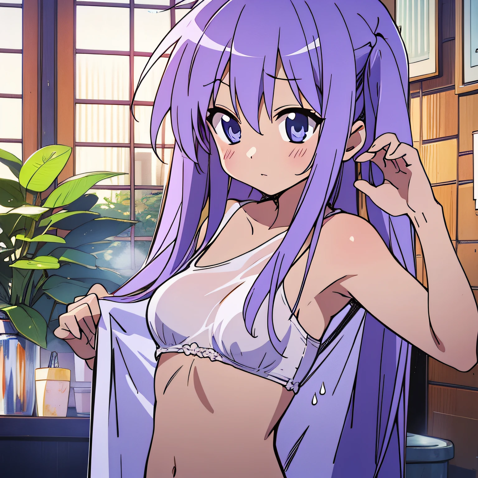 Kagami Hiiragi、Lori、{{{Sheer underwear}}}、{{Wet skin}}、{{Wet clothes}}、(masterwork)、(best qality)、 (ultra- detailed)、(the best illustration)、light purple hair、twintails、Long hair、 looking a viewer,Perfect body、yo、 (extremely delicate and beautiful)、Fine detail、hotel、inside room、bathroom、All naked、towel、lighting、Hajirai、steam、uniform
Waiting to start