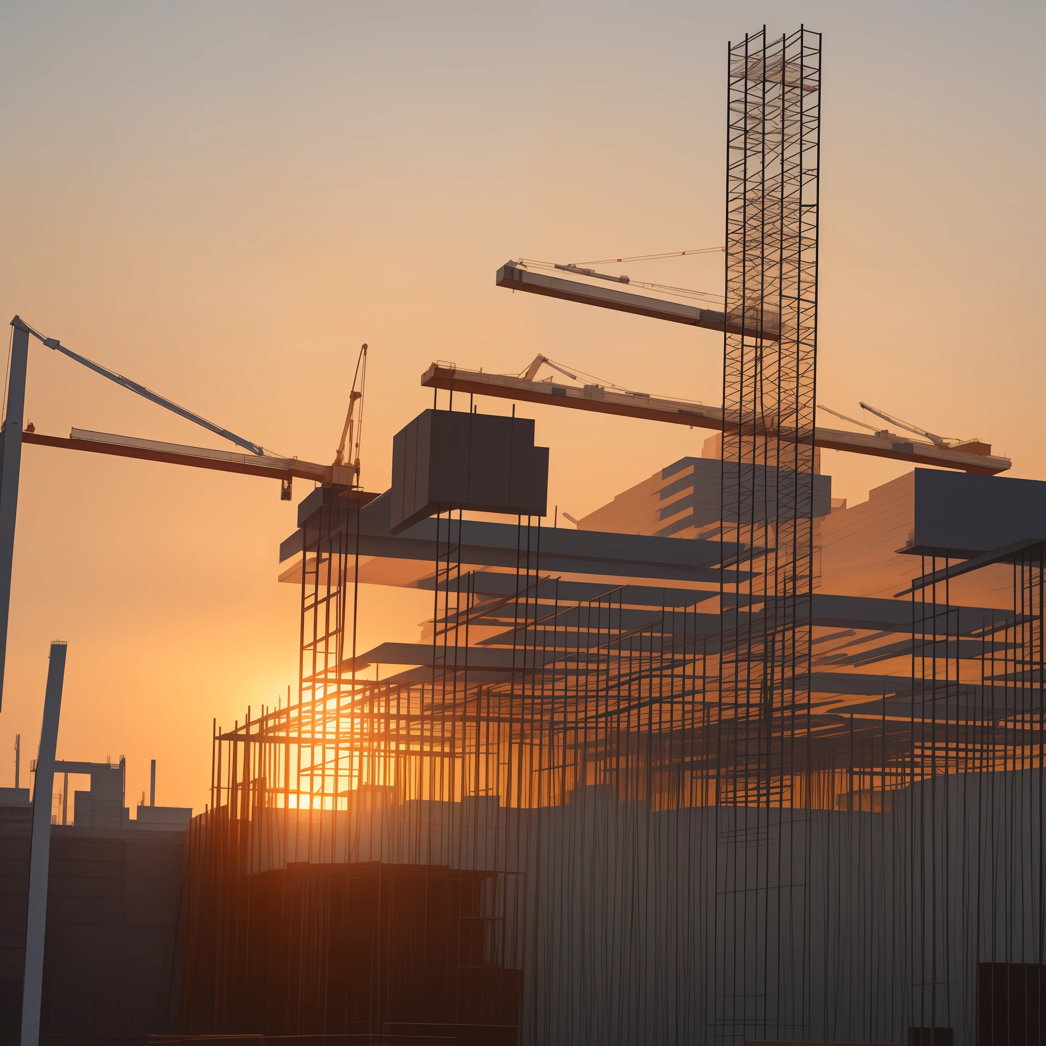 Never ending construction projects become beams of metal, themselves extensions of the sunset