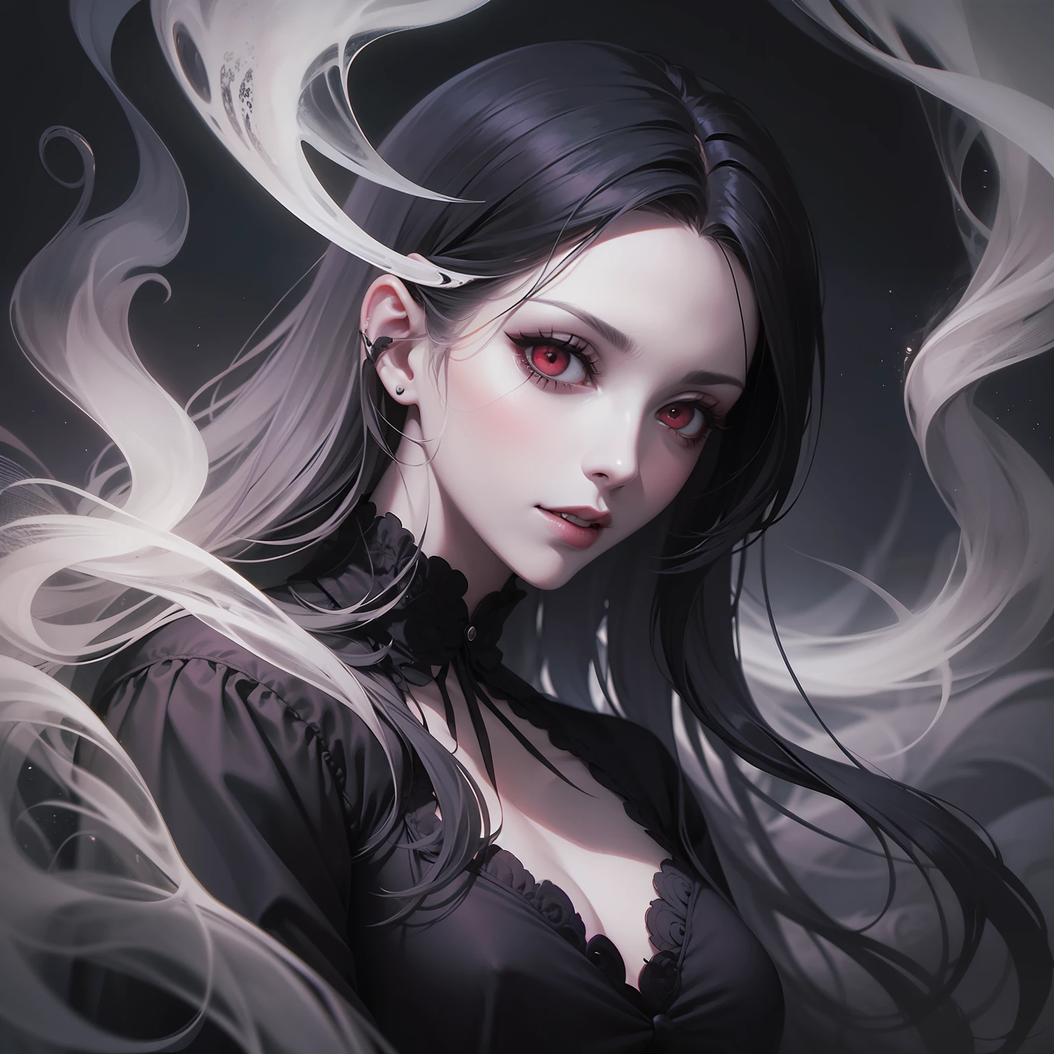 vampire man made of smoke, dark comic style, Vania Zouravliov style