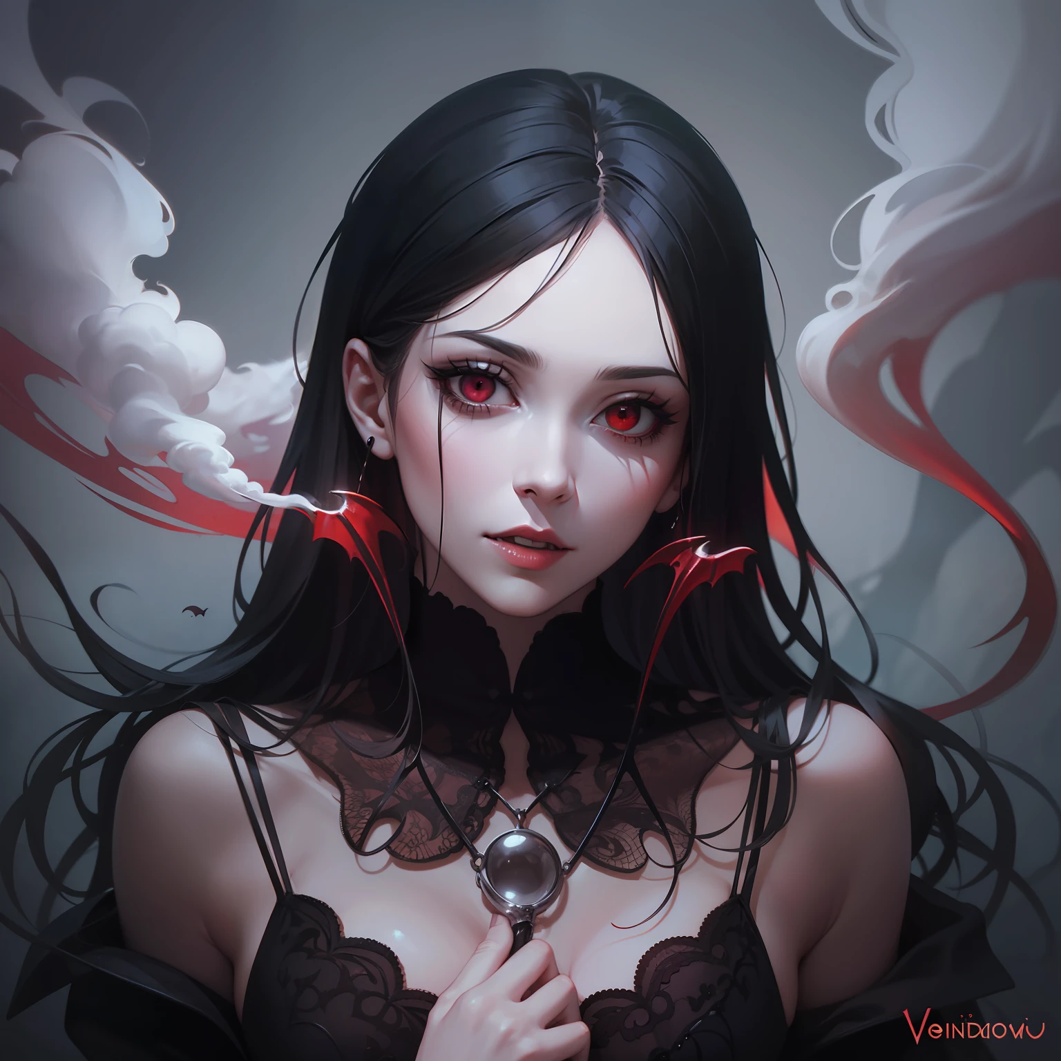 vampire man made of smoke, dark comic style, Vania Zouravliov style