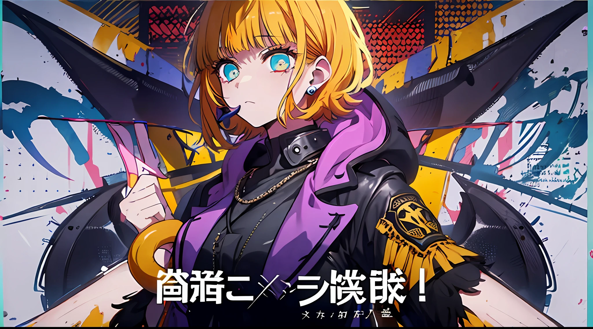 (((dramatic))), (((gritty))), (((intense)))) The movie poster features as the central character. She is shy in the center of the poster, wearing idol outfit, and a determined expression on her face. The background is dark and gritty, with a feeling of drunkenness. The text is bold and eye-catching, with catchy slogans that add to the overall drama and excitement. The color palette is dominated by dark colors, dotted with bright colors, giving the poster a dynamic and visual impact, tachi-e (magazine:1.3), (cover-style:1.3), fashionable, vibrant, outfit, posing, front, colorful, dynamic, background, element, confident, expressive, holding, statement, attachment, majestic, coiled, around, touch, scene, text, cover, bold, eye-catching, title, fashion, font, catchy, title, bigger, eye-catching, modern, trendy, focused, stylish, 1 girl