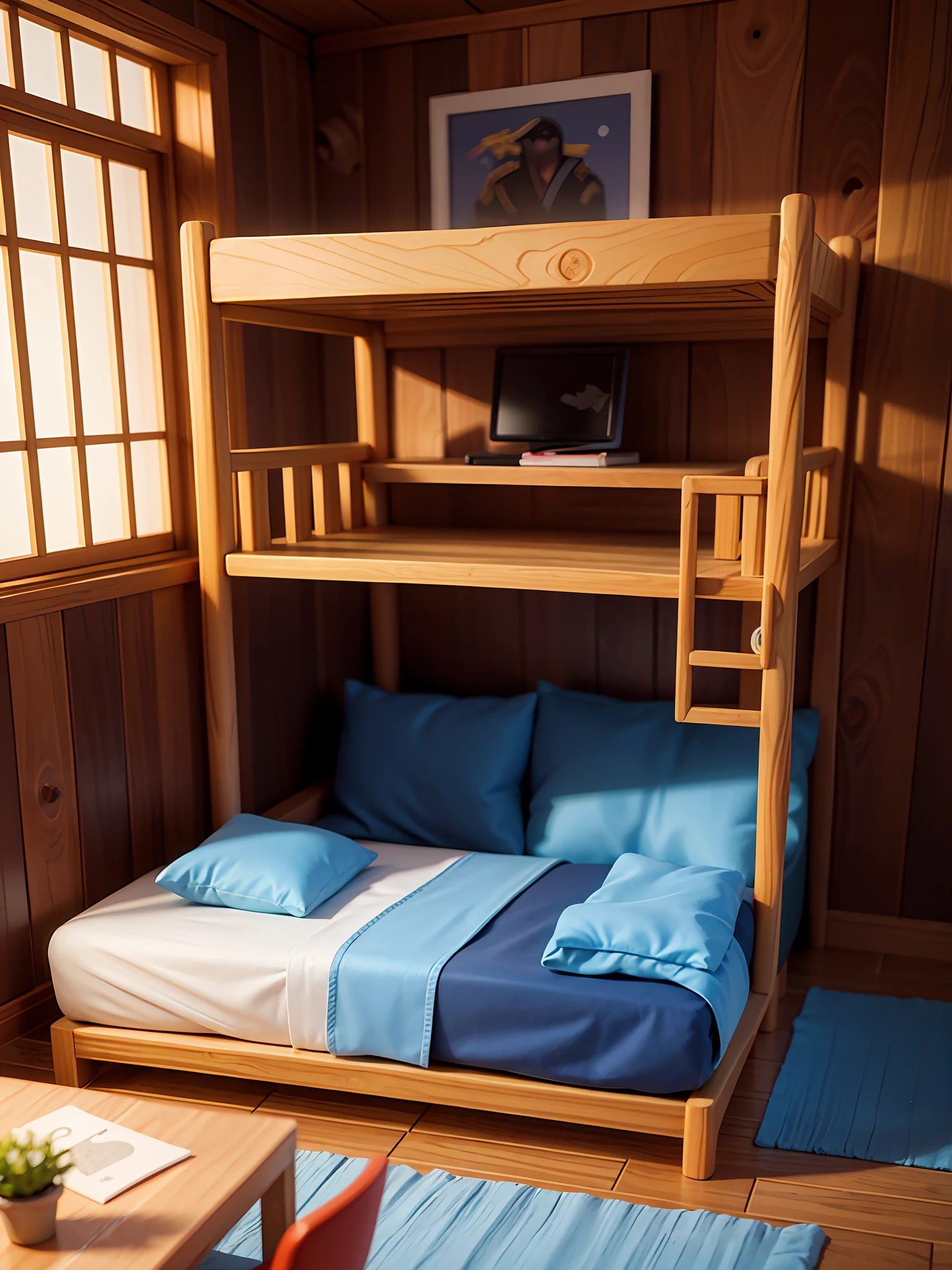 Escenario con una cama de fondo