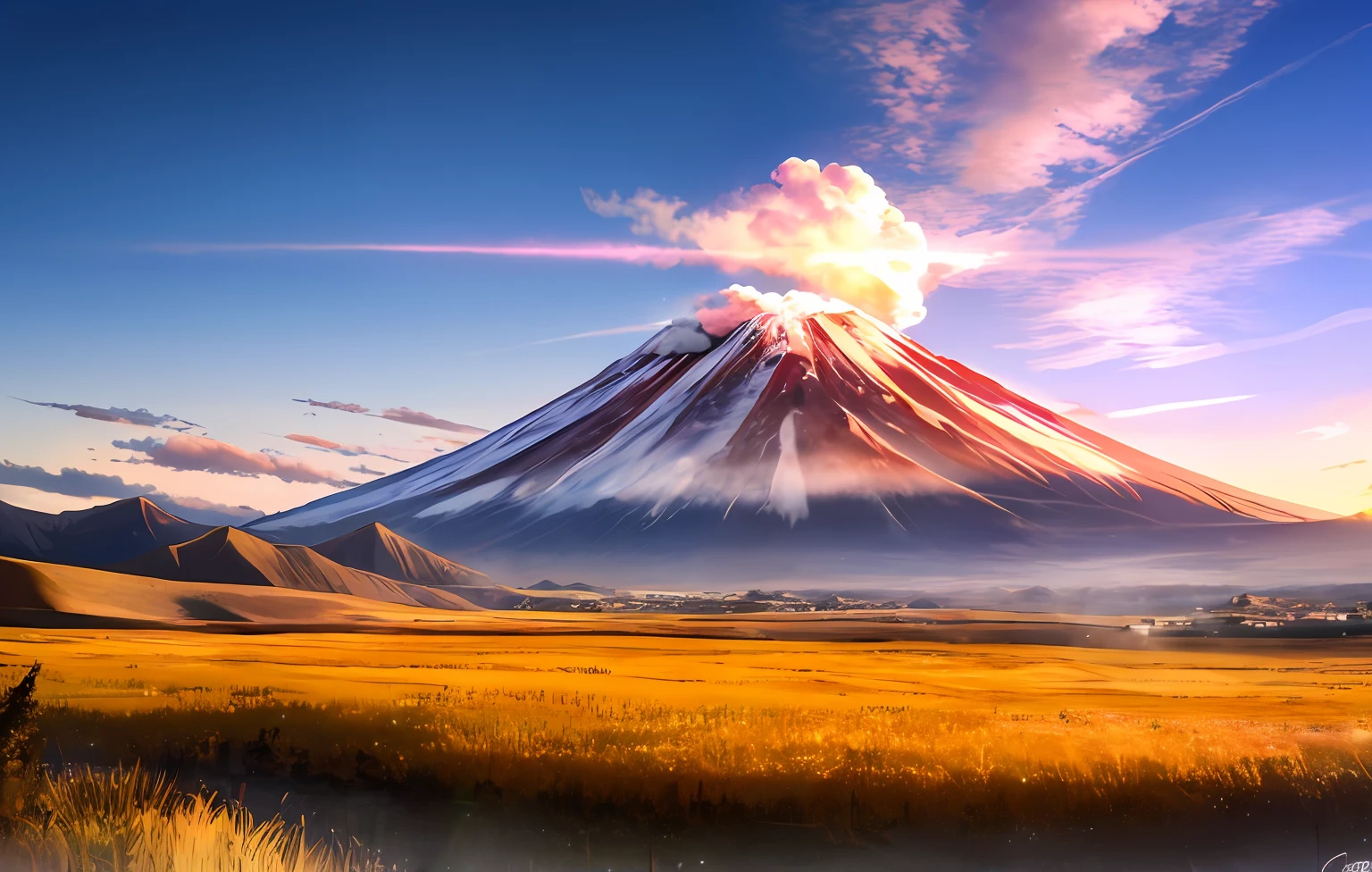 Cotopaxi, paisaje fantastico, Andes Mountain, cielo con luces violetas y azules, Cotopaxi Volcano, paisaje de volcan, volcan de los andes