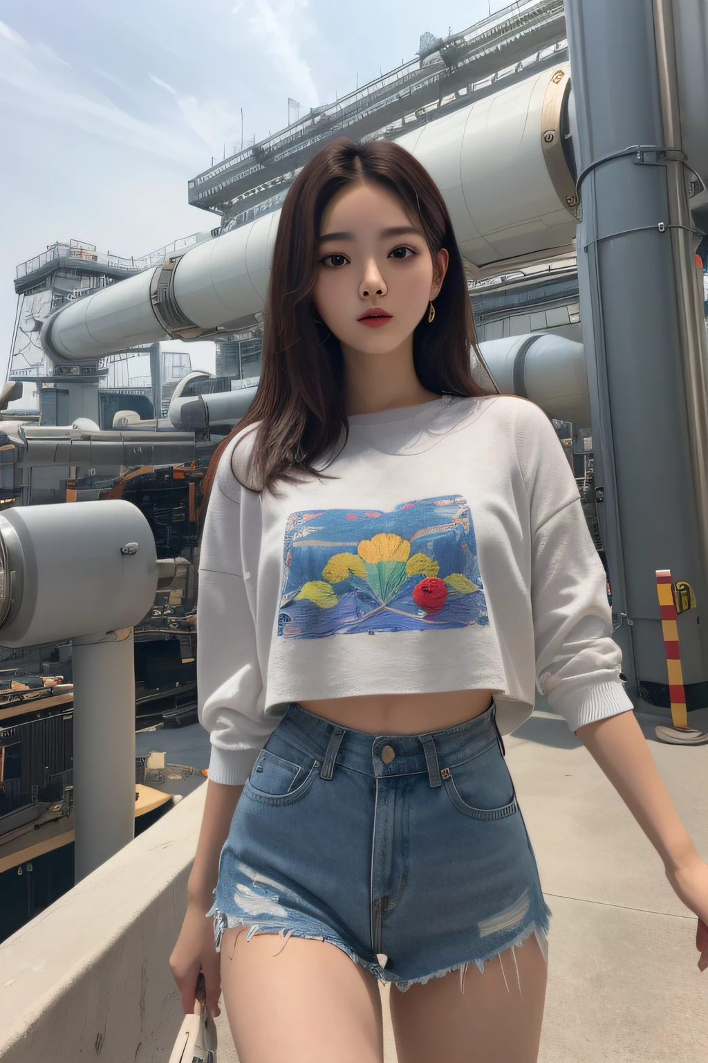 (best quality:1.4), (masterpiece:1.4), (highres:1.2), (extremely detailed:1.2), human body ratio,
1girl, korean girl, (each girl wearing different fashion:1.4), dynamic pose, powerplant,