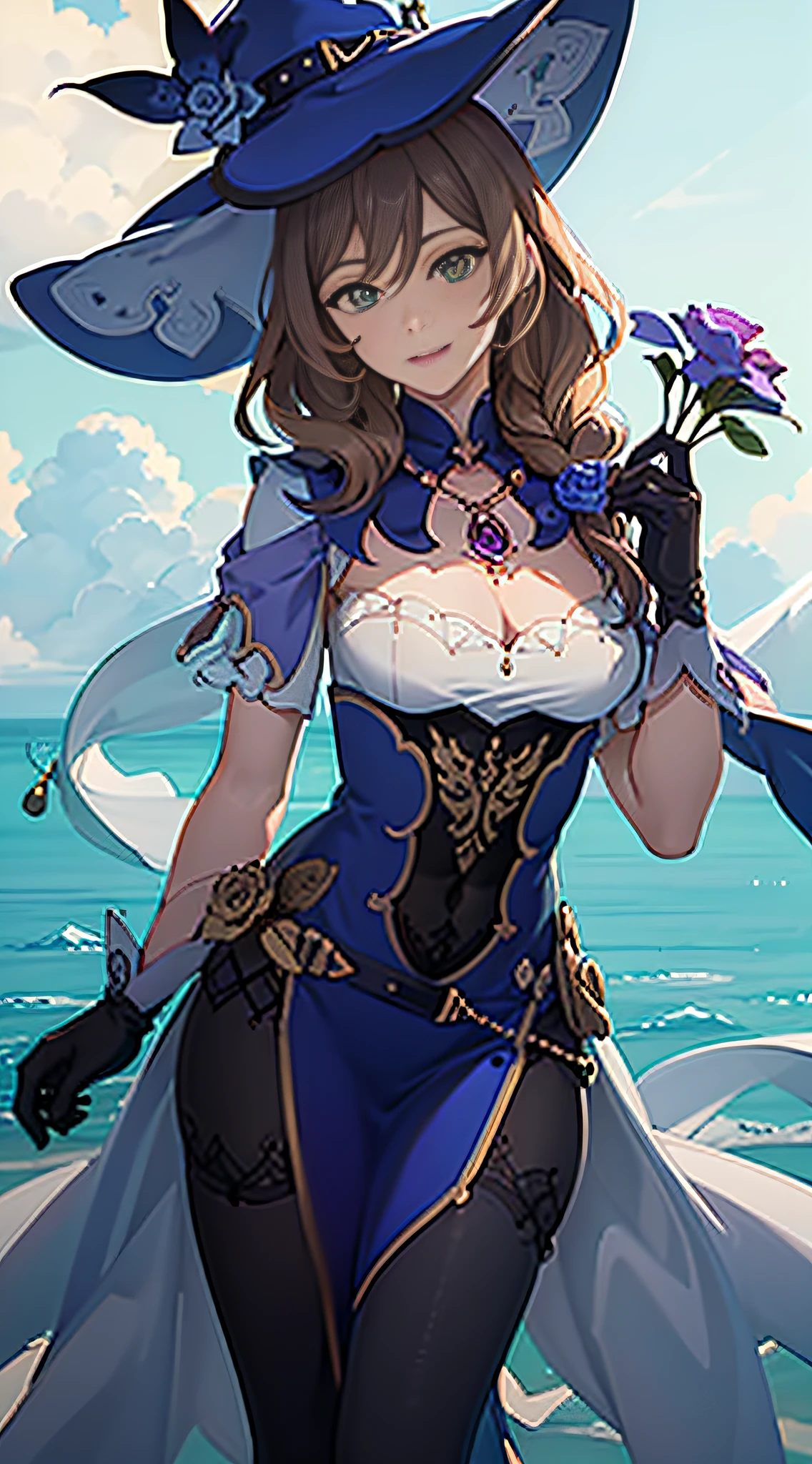 ((The Masterpiece,best qulity)),Close-up of the,Towards the viewer,look straight,facefocus,((1 girl)),lissa\(genshin impact),{bobhair,}, (:1.4),(photo realistic:0.8), standup,Bridal veil,wedd00ing, bridalgauntlets, bridal garter, Wedding gloves, (Smile with:1.2), (detailedlight), luci, colourised, Layered background, (gorgeous background), dynamic angle, (shine), gold hair,the sleeve,(Dark green eyes:1.2),(al fresco), physically based render, RAW photos,highly detailed backgrounds,(photo realistic:0.8),high - resolution,(White tights),(pot plants:1.2),geyser,parque,flowerfield,holding bouquet,300K