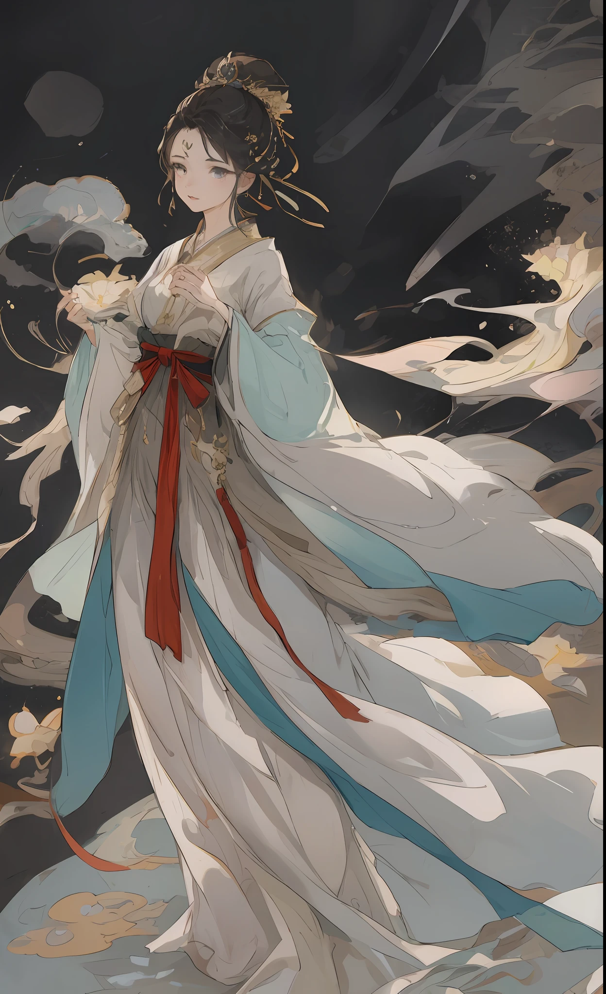 A girl, ancient Chinese costume, whole body, sunshine, clear face, clean white background, masterpiece, super detail, epic composition, ultra HD, high quality, extremely detailed, official art, uniform 8k wallpaper, super detail, 32k