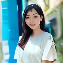 there is a woman that is standing in front of a wall, mai anh tran, a young asian woman, nivanh chanthara, young asian girl, headshot profile picture, young asian woman, with a beautifull smile, dang my linh, photo of young woman, portait photo profile picture, a cute young woman, vietnamese woman, asian girl
