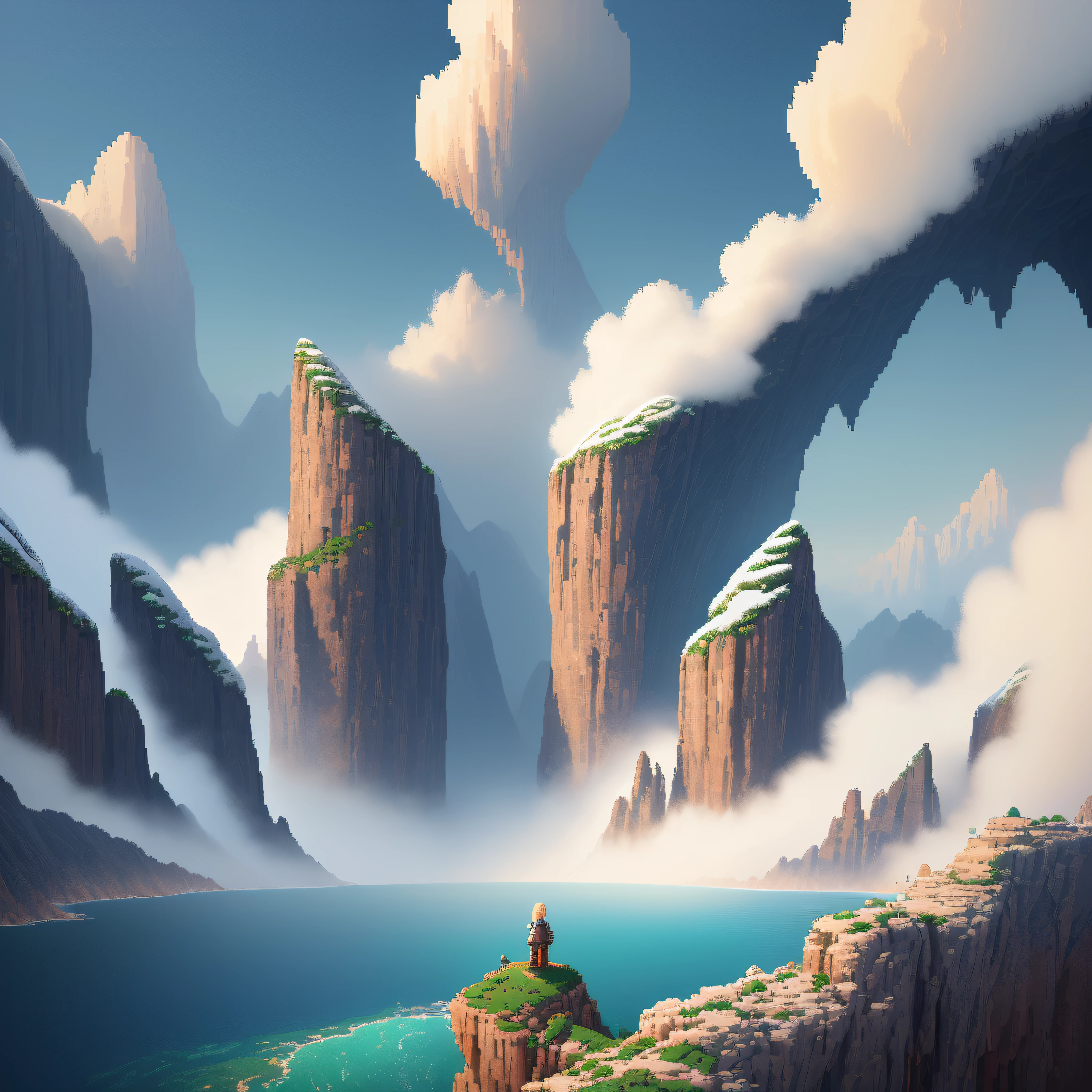 ((8k ultra-high-definition quality, best artistic level, amazing work: 1.3)), natural scenery, pixel art style, innovation, triangle, strong sense of line.