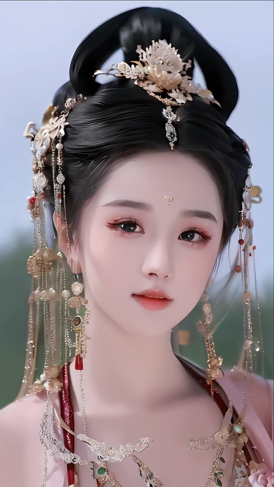 a close up of a woman wearing a headpiece and a dress, chinese princess, a beautiful fantasy empress, traditional beauty, ancient chinese princess, ((a beautiful fantasy empress)), chinese style, ancient chinese beauties, traditional chinese, palace , a girl in hanfu, beautiful render of tang dynasty, inspired by Du Qiong, xianxia, ruan jia beautiful!
