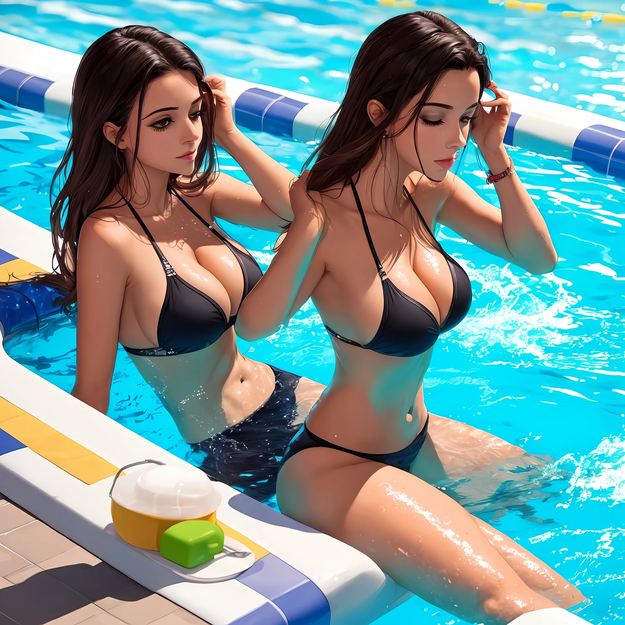 Mulher nua na piscina --auto