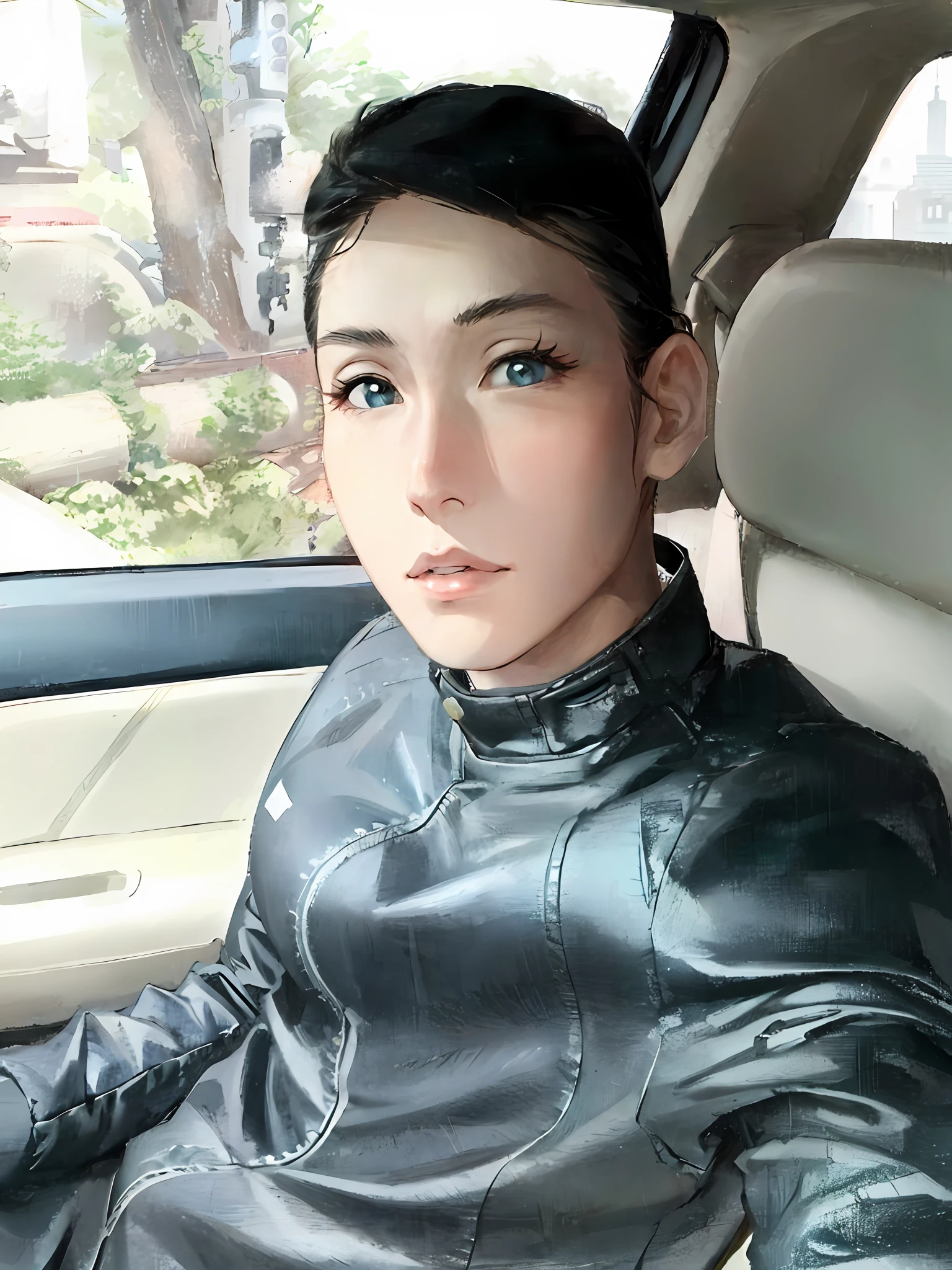 maryms,Best Quality,(beauty),masterpiece,  1girl,phisically-based render ,ultra highres,narrow waist, skinny,big eyes,long legs,(small breasts),puffy eyes, night,(rainy city), shiny skin, facing viewer, fighting stance, (make a fist),firm expression,