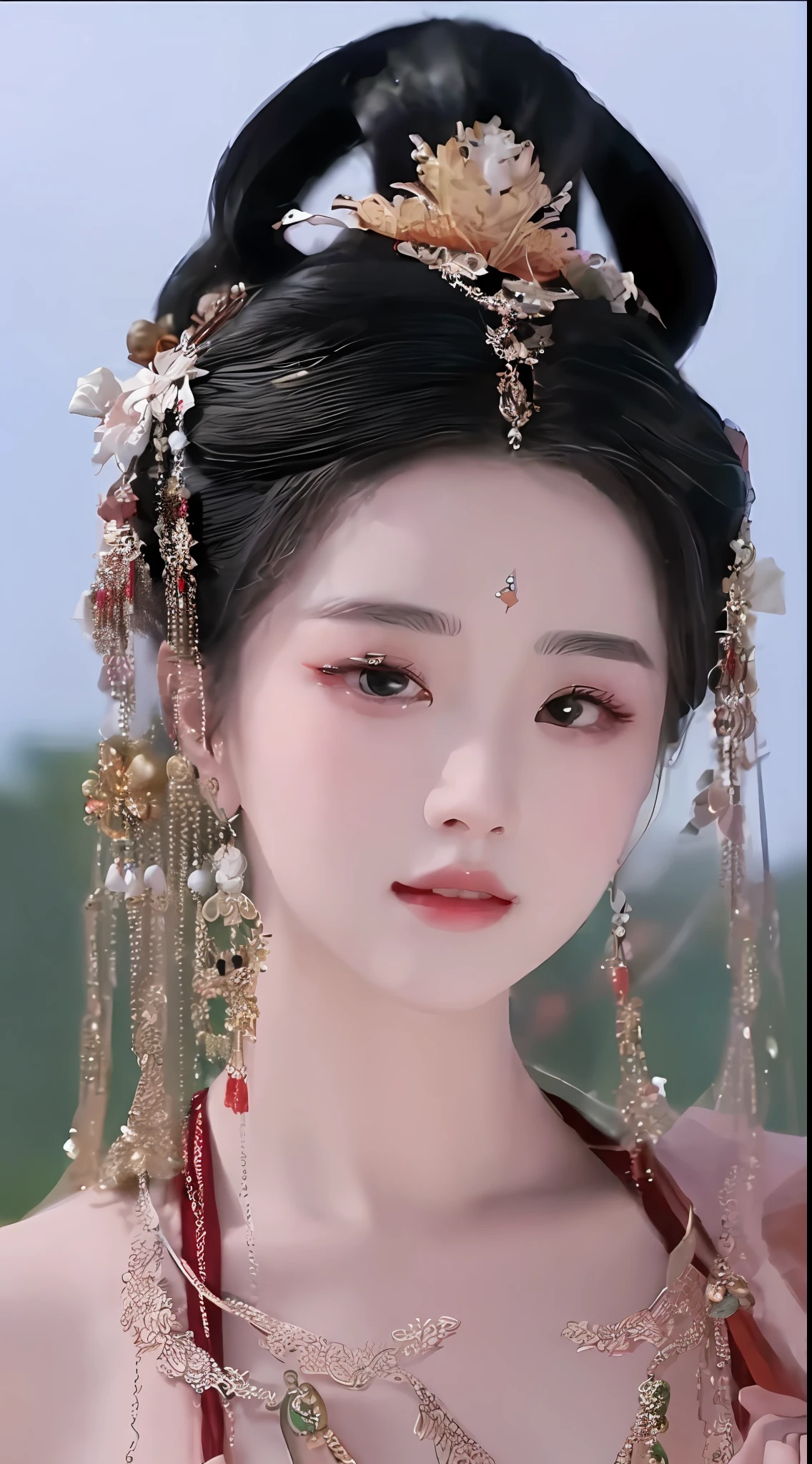 a close up of a woman wearing a headpiece and a dress, chinese princess, a beautiful fantasy empress, traditional beauty, ancient chinese princess, ((a beautiful fantasy empress)), chinese style, ancient chinese beauties, traditional chinese, palace , a girl in hanfu, beautiful render of tang dynasty, inspired by Du Qiong, xianxia, ruan jia beautiful!
