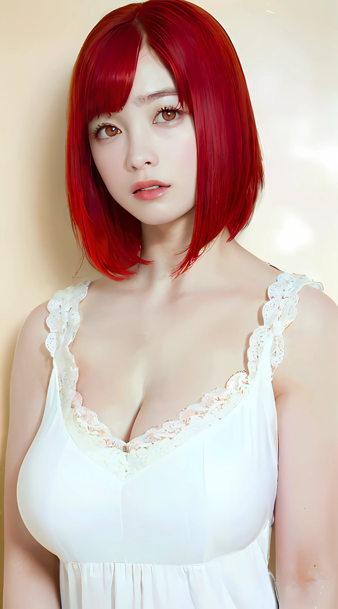 ((Top Quality, 8k, Masterpiece: 1.3)), Sharp Focus: 1.2, Perfect Body Shape: 1.4, Slender Abs: 1.2, (((Red Hair, Huge Breasts: 1.4)), See Through Nightgown, Urban Area: 1.2, Highly Detailed Face and Skin Texture, Detailed Eyes, Double Eyelids