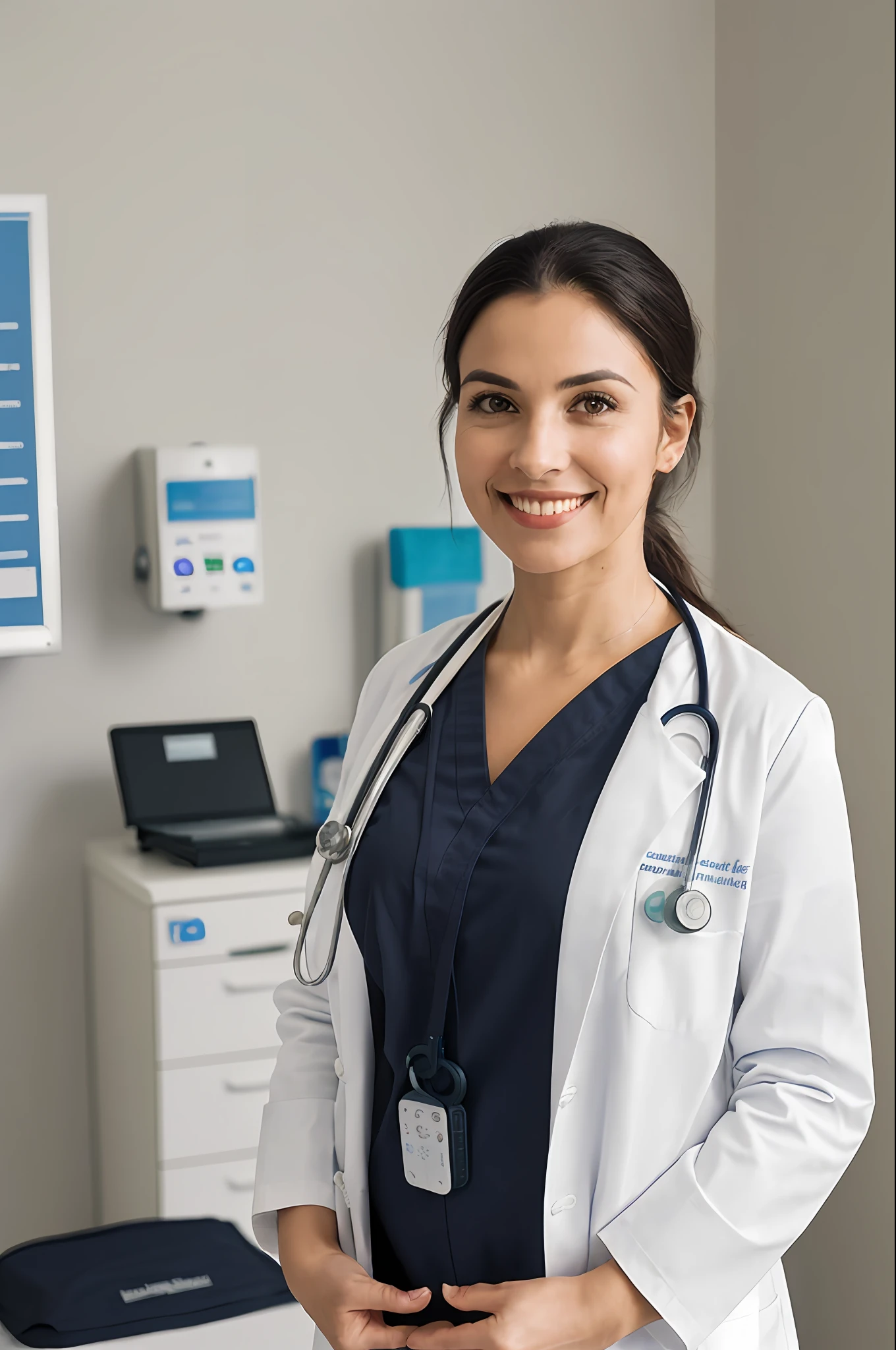 (masterpiece, high resolution, professional:1.2) female doctor, (white lab coat:1.2), (stethoscope:1.2), (confident pose:1.1), (warm smile:1.2), (professional attire:1.1), (medical bag:1.2), (sturdy leather shoes:1.1), (knowledgeable expression:1.2), (serious yet approachable:1.1), (well-groomed appearance:1.2), (focused eyes:1.1), (medical equipment in background:1.2), (clean and organized workspace:1.1), (state-of-the-art technology:1.2), (doctor's office:1.1), (medical charts and papers:1.2), (compassionate care:1.1), (healing touch:1.2), (expertise and experience:1.1), (supportive medical team:1.2), (trustworthy presence:1.1), (empowering patients:1.2), (professional demeanor:1.1), (dedicated to patient well-being:1.2), (knowledgeable about medical advancements:1.1), (up-to-date on medical research:1.2), (excellent bedside manner:1.1), (inspiring confidence:1.2), (promoting healthy lifestyle:1.1), (multicultural patient base:1.2), (diverse community:1.1), (advocating for patient rights:1.2), (promoting inclusivity and diversity:1.1), (compassionate listener:1.2), (providing emotional support:1.1), (educating patients about health:1.2), (dedicated to ongoing learning:1.1), (promoting preventative care:1.2), (leading medical advancements:1.1), (embracing technology in medicine:1.2), (innovative treatment options:1.1), (creating a welcoming environment:1.2), (serving the community:1.1), (promoting a healthy work-life balance:1.2), (advocating for mental health:1.1), (committed to patient privacy:1.2), (improving healthcare accessibility:1.1), (providing personalized care:1.2), (building strong doctor-patient relationships:1.1), (inspiring the next generation of doctors:1.2), (promoting overall well-being:1.1), (exuding professionalism and empathy:1.2), (upholding medical ethics:1.1), (committed to excellence:1.2), (advancing medical knowledge:1.1), (making a positive impact:1.2), (embracing a holistic
