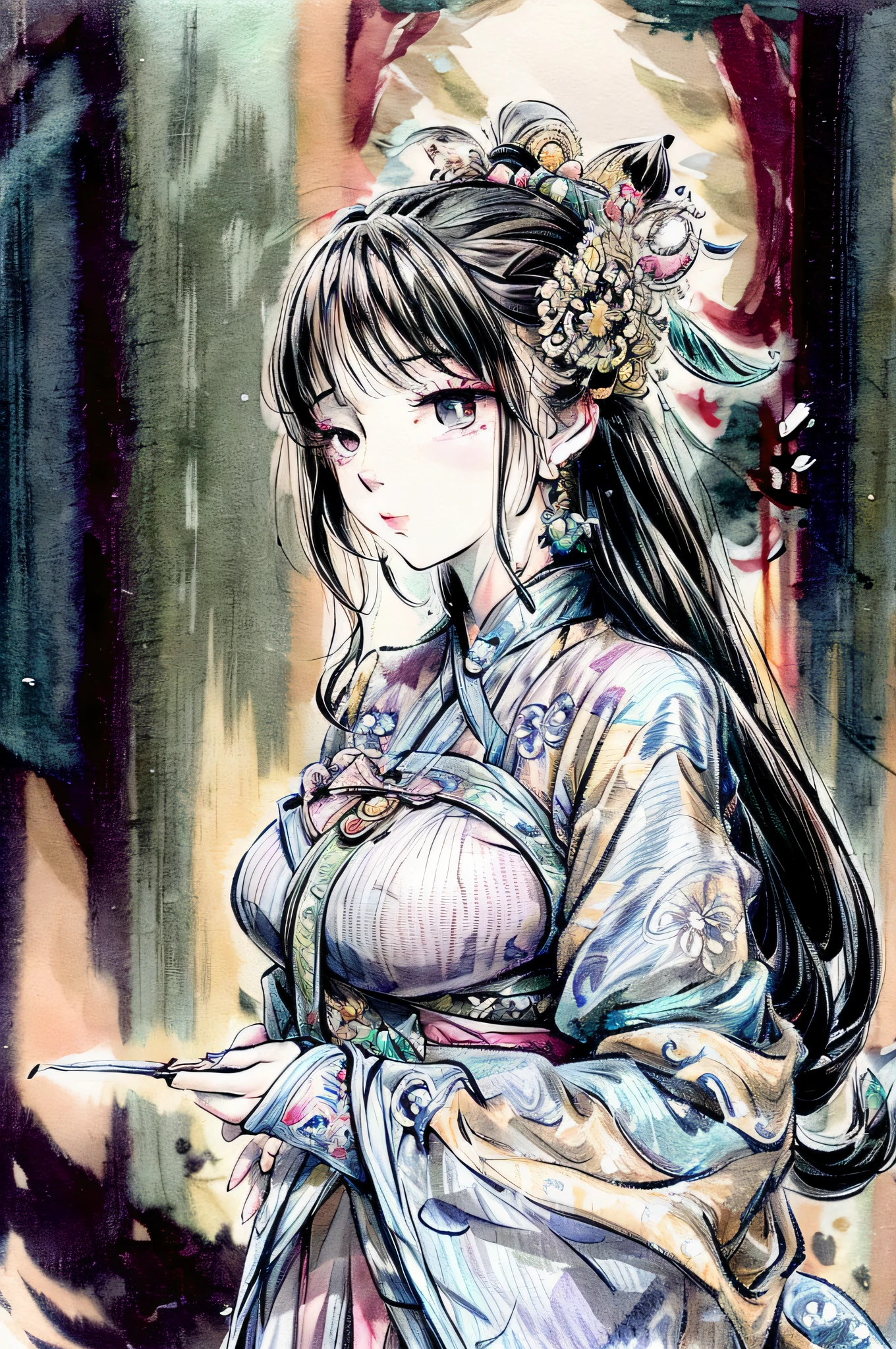 shukezouma, negative space, , shuimobysim, traditional chinese ink painting, modelshoot style, peaceful, A beautiful woman, when she really answered that sentence, is called beautiful and delicious. The beauty is enchanting, more is fat, less is thin, the appearance can not find any fault, clothing is also very tempting, said to be wearing clothes, but it seems to be not worn, to say not worn, but some key points are still covered, there is a looming sense of beauty. In short, it is eye-catching. Lin Mo stared at this enchanting beauty dancing in front of her, her posture as soft as a snake,