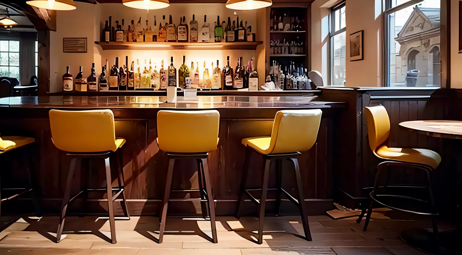 A bar，The light is warm yellow，There was no one --auto