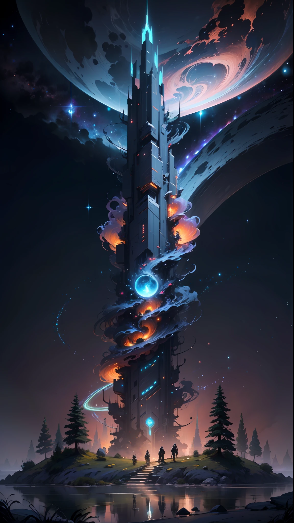 ((Best quality)), ((masterpiece)), (highly detailed:1.3), 3D, In a distant future where the boundaries between science fiction and fantasy have dissolved, the world is a tapestry of awe-inspiring wonders. Enter a universe where magic and technology coexist in harmony, shaping the destiny of civilizations across vast reaches of space.At the heart of this realm lies the Celestial Nexus, an intergalactic hub of mystical energies and technological marvels. Here, arcane knowledge intertwines with cutting-edge science, giving rise to a society where spaceships are imbued with the power of ancient spells, and technology is augmented by the mystic arts.Embark on a grand odyssey as a young explorer, destined to unravel the secrets of the Celestial Nexus. As you traverse the uncharted realms of the cosmos, encounter diverse civilizations teeming with beings who possess extraordinary abilities. From the ethereal Elven Spires, where the art of interdimensional travel is perfected, to the cybernetic enclaves of the Android Conglomerate, witness the tapestry of life as magic and technology intertwine.Unleash your latent powers as you become attuned to the energies that flow through the Nexus. Harness the ancient incantations of forgotten sorceries to propel your starship across the vast expanse of the cosmos. Engage in epic battles against cosmic abominations and interstellar tyrants, wielding enchanted weapons infused with futuristic enhancements.As you delve deeper into the enigmatic realms of the Celestial Nexus, uncover the origin of this harmonious fusion of magic and technology. Discover the ancient prophecies that foretell a cataclysmic event threatening to tear apart this delicate balance. Unite with a band of extraordinary beings, each possessing their own blend of magical aptitude and technological expertise, to embark on a perilous quest to save the Nexus from imminent destruction.In this epic saga, your choices will shape the fate of worlds, as the boundaries between