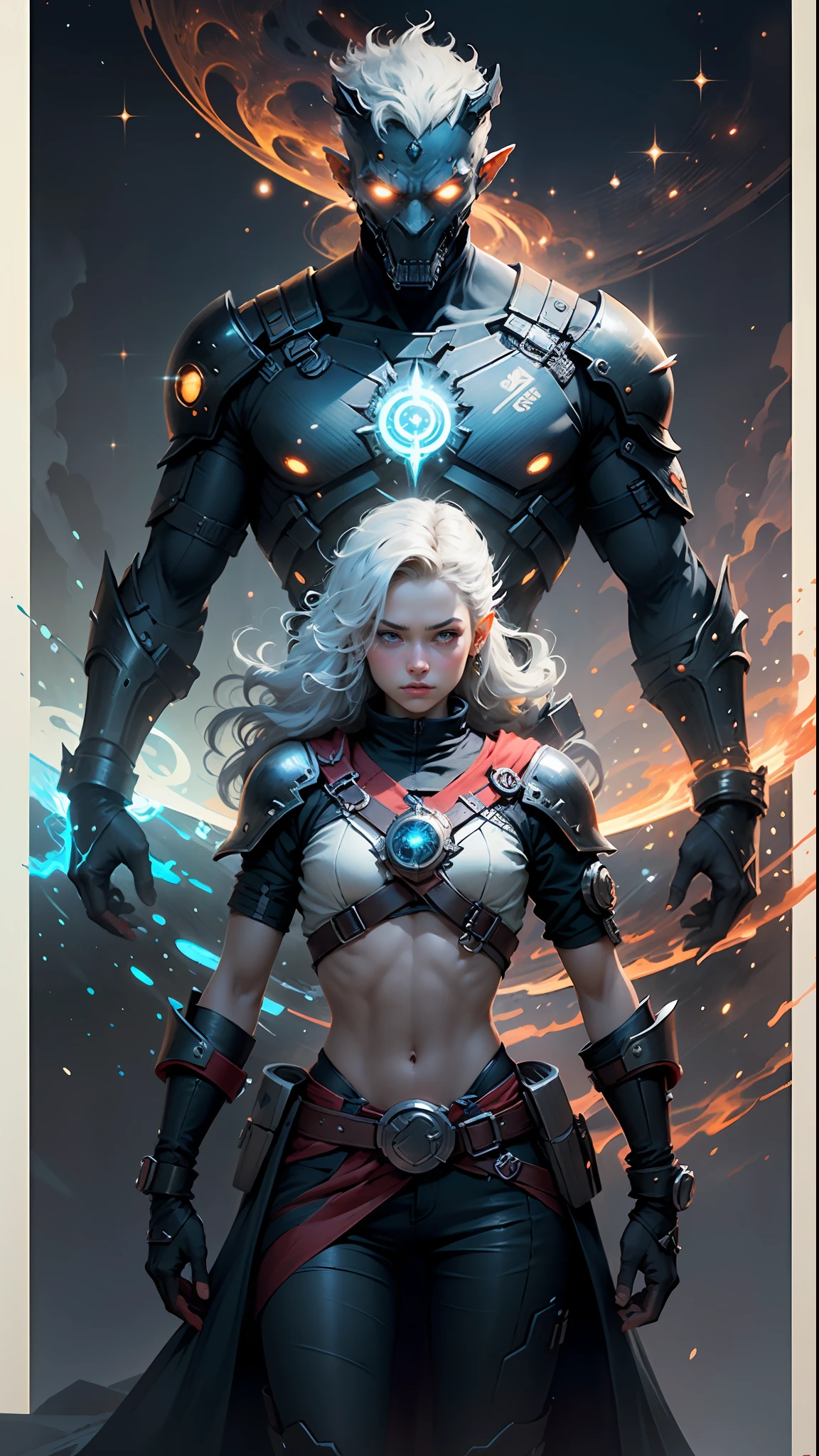 ((Best quality)), ((masterpiece)), (highly detailed:1.3), 3D, In a distant future where the boundaries between science fiction and fantasy have dissolved, the world is a tapestry of awe-inspiring wonders. Enter a universe where magic and technology coexist in harmony, shaping the destiny of civilizations across vast reaches of space.At the heart of this realm lies the Celestial Nexus, an intergalactic hub of mystical energies and technological marvels. Here, arcane knowledge intertwines with cutting-edge science, giving rise to a society where spaceships are imbued with the power of ancient spells, and technology is augmented by the mystic arts.Embark on a grand odyssey as a young explorer, destined to unravel the secrets of the Celestial Nexus. As you traverse the uncharted realms of the cosmos, encounter diverse civilizations teeming with beings who possess extraordinary abilities. From the ethereal Elven Spires, where the art of interdimensional travel is perfected, to the cybernetic enclaves of the Android Conglomerate, witness the tapestry of life as magic and technology intertwine.Unleash your latent powers as you become attuned to the energies that flow through the Nexus. Harness the ancient incantations of forgotten sorceries to propel your starship across the vast expanse of the cosmos. Engage in epic battles against cosmic abominations and interstellar tyrants, wielding enchanted weapons infused with futuristic enhancements.As you delve deeper into the enigmatic realms of the Celestial Nexus, uncover the origin of this harmonious fusion of magic and technology. Discover the ancient prophecies that foretell a cataclysmic event threatening to tear apart this delicate balance. Unite with a band of extraordinary beings, each possessing their own blend of magical aptitude and technological expertise, to embark on a perilous quest to save the Nexus from imminent destruction.In this epic saga, your choices will shape the fate of worlds, as the boundaries between