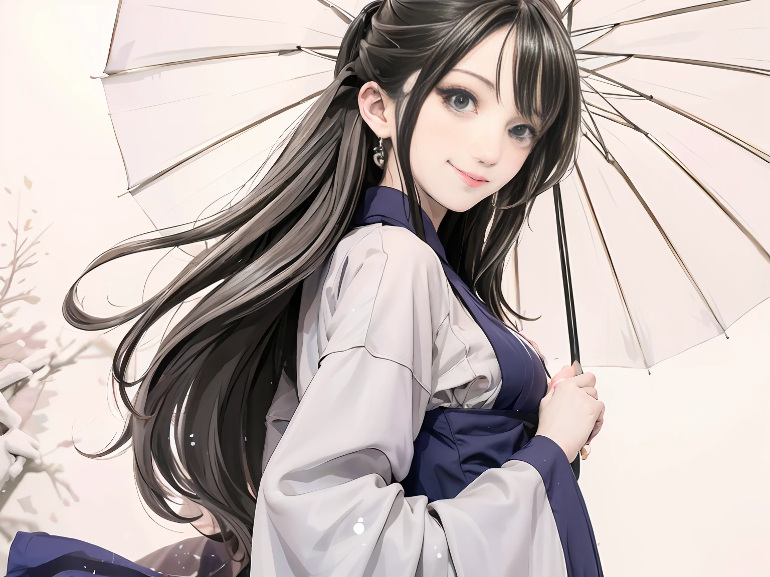 Holding an umbrella