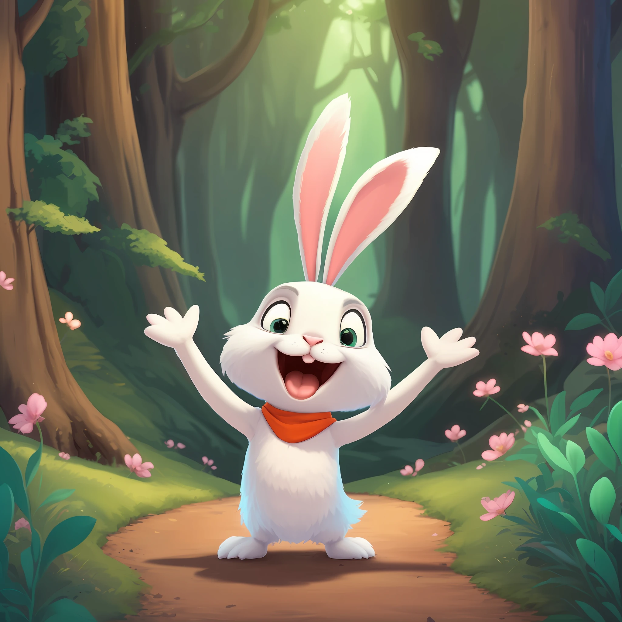 Cartoon bird on a tree branch in sad enchanted forest, bird_character, cute anthropomorphic bird, Judy Hopps, passarinho, Retrato de um passaro, blue bird, personagem bonito dos desenhos animados, anthropomorphic bird, Arte Oficial, Um retrato de Judy Hopps, mobile game art, Astri Lohne