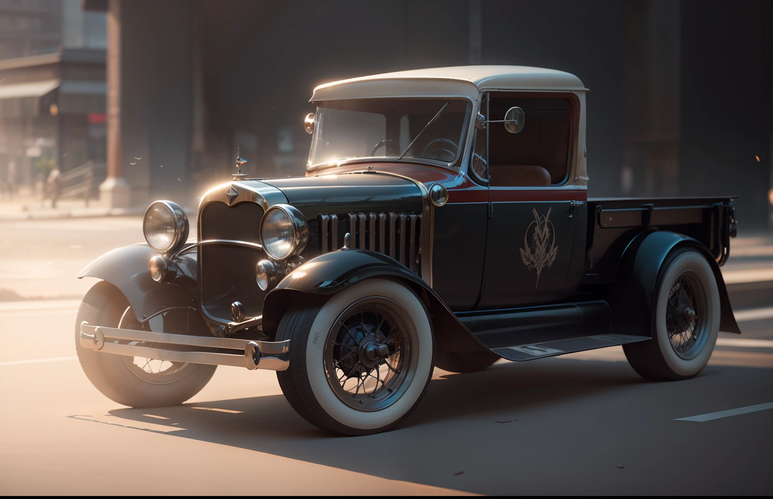Necessidade de velocidade, Antigo temporizador 1920, correndo pela rua molhada, quase, Hiper realista, desfoque de movimento, blurry background, altamente detalhado, divine proportion, (((Enquadrado))), seamless composition, perfect illumination, Octane render, 8k, artistic photography, trending on ArtStation, sharp-focus, Studio photo, detalhes intrincados, altamente detalhado, Directed by: Greg Rutkowski --auto