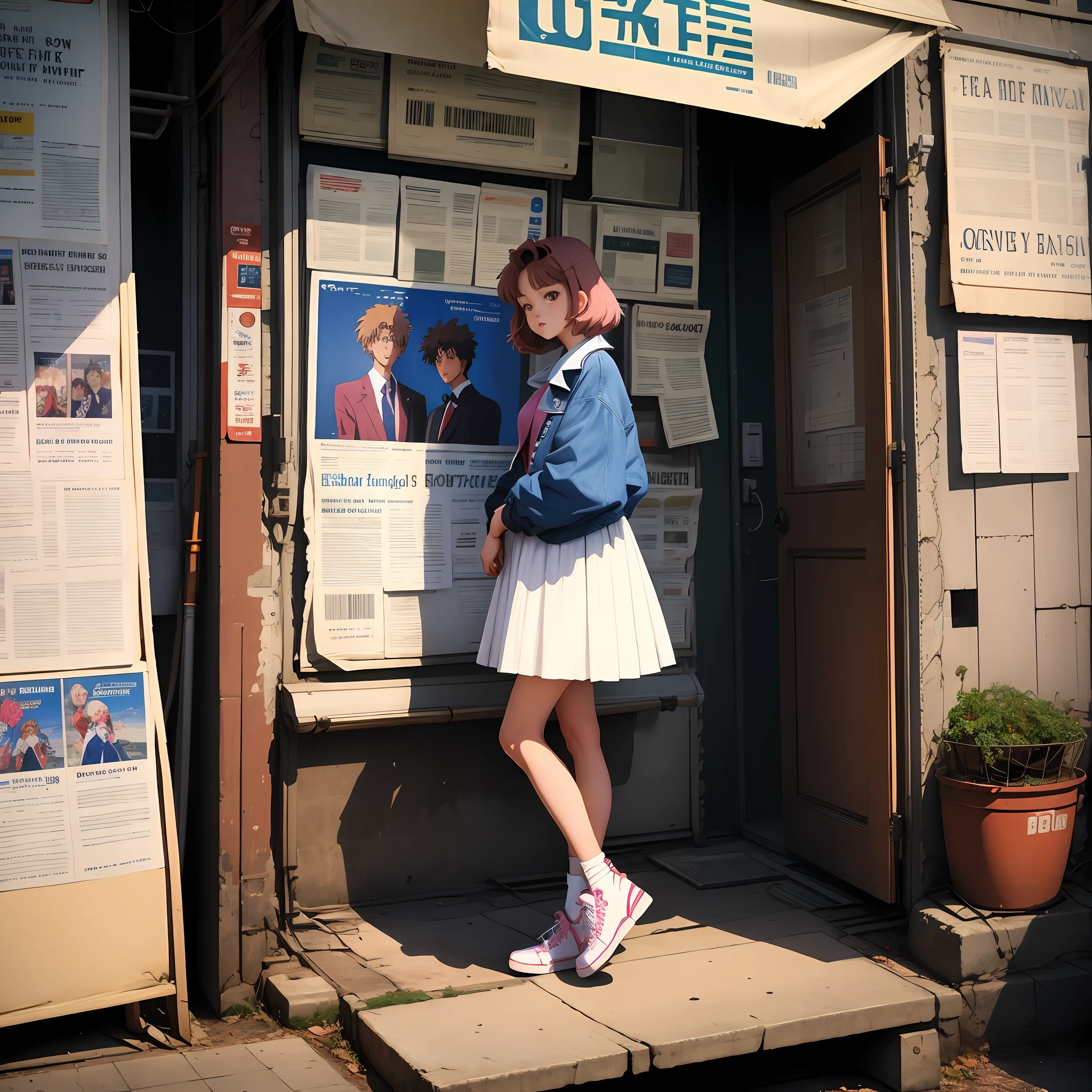 1980s anime style,old fashion,old newspaper background