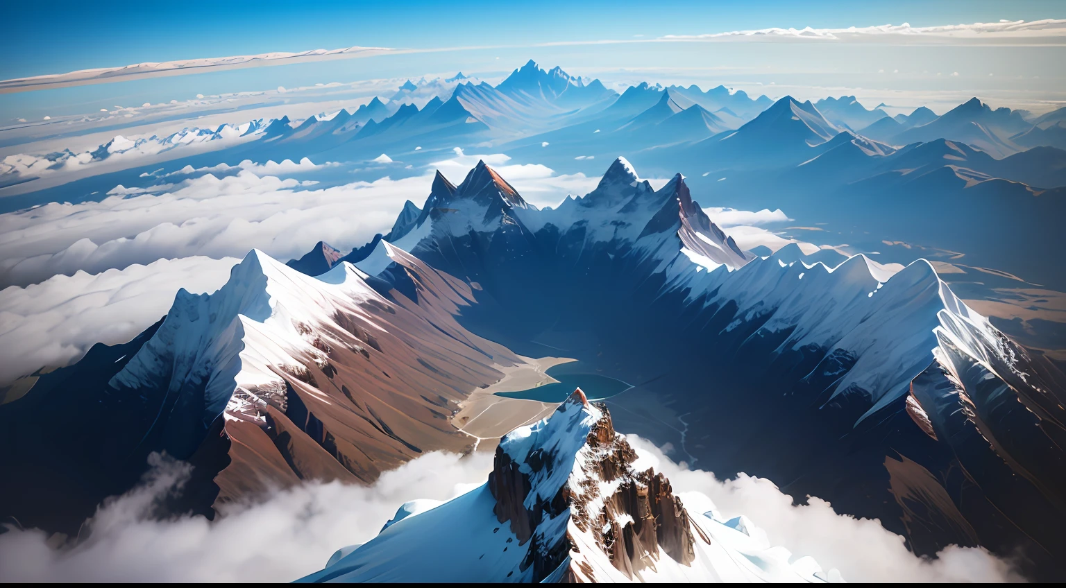 Mount Everest，overhead view，Magnificent，majestic，There is light，Big picture，8K --auto