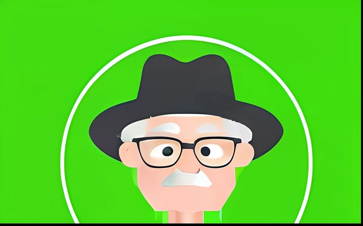a man with a hat and glasses in a green background, um velho, imagem do avatar, old man, avatar para o site, Avatar dos seus dados pessoais, homem mais velho, character with a hat, 2d icon