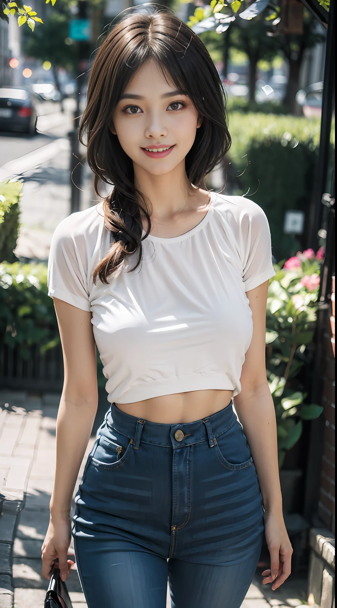 ((Best Quality, 8K, Masterpiece: 1.3)), 1girl, Slim Abs Beauty: 1.3, (Hairstyle Casual, Big Breasts: 1.2), Dress: 1.1, Super Fine Face, Fine Eyes, Double Eyelids, Smile, Home, Full Body, Dynamic Angle, Close Up, CPL Filter, Blurry Background, Bokeh, Blue Hour