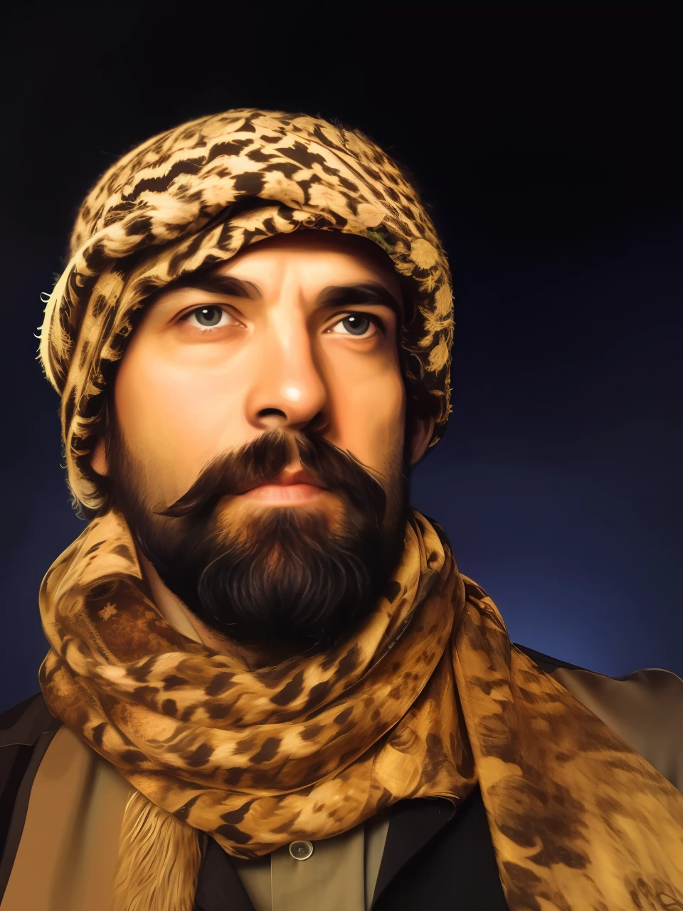 46 years old man with a trimmed beard and mustache, black and pepper hairs, in a green leaves background room, wearing black v neck tea shirt, 8k portrait photograph, 8k highly detailed face, detailed face, (46 years old), reddit post, face with beard, trimmed beard and mustache, strong big brown eyes, dense eyebrows black and pepper color, mature think full forehead, small hairs