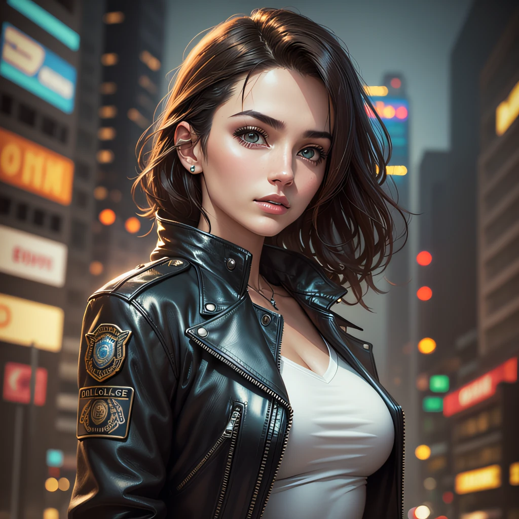 emily ratajkowski wearing cyberpunk streetwear, detailed portrait, 4 k, vivid colours, concept art by wlop, ilya kuvshinov, artgerm, krenz cushart, greg rutkowski, pixiv. cinematic dramatic atmosphere, sharp focus, volumetric lighting, cinematic lighting, studio quality
