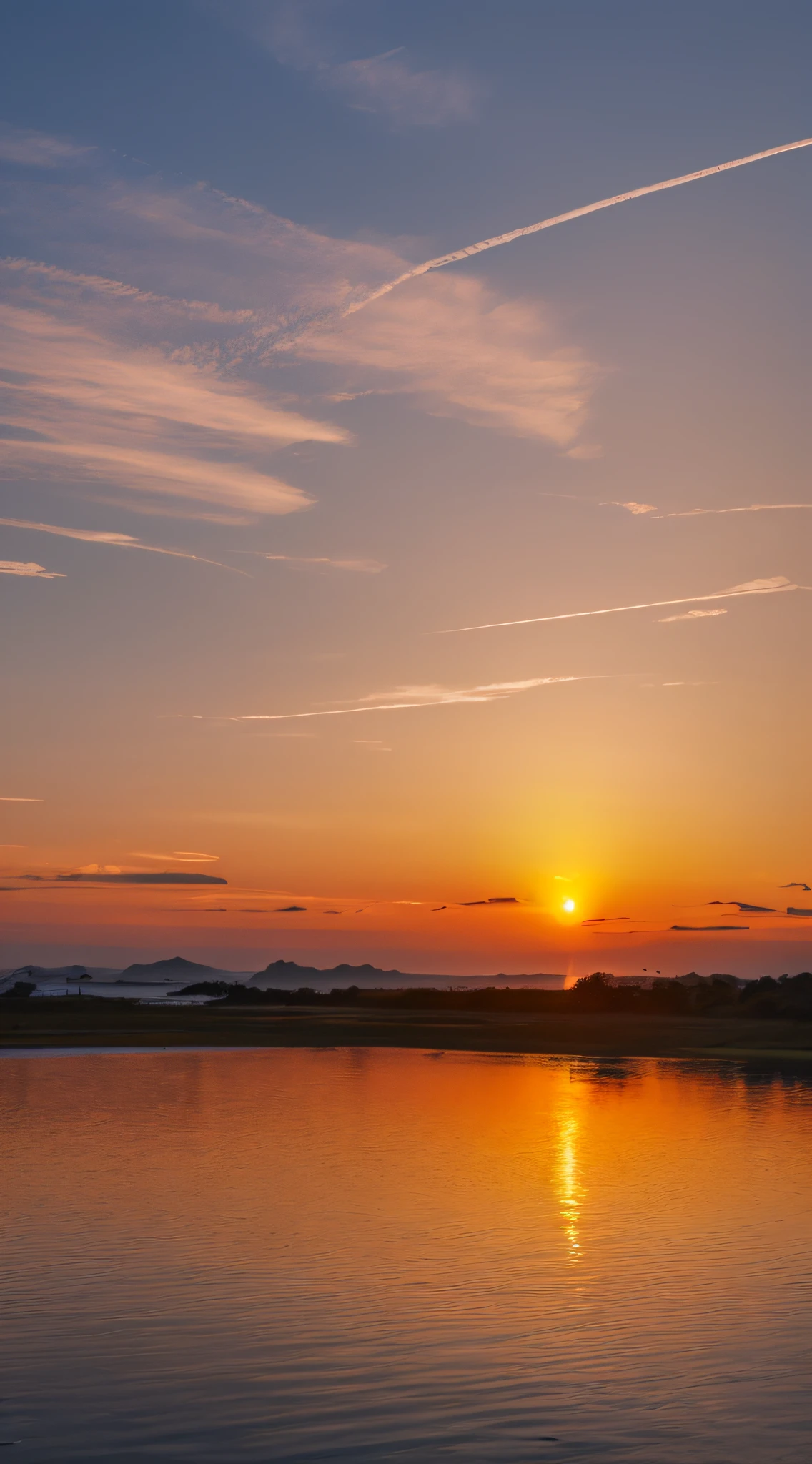 Sunset, evening glow, distant view, realistic, rich colors, gorgeous and colorful, wide-angle lens, shooting in the evening, positive film, naturalistic style, high-definition filming.
