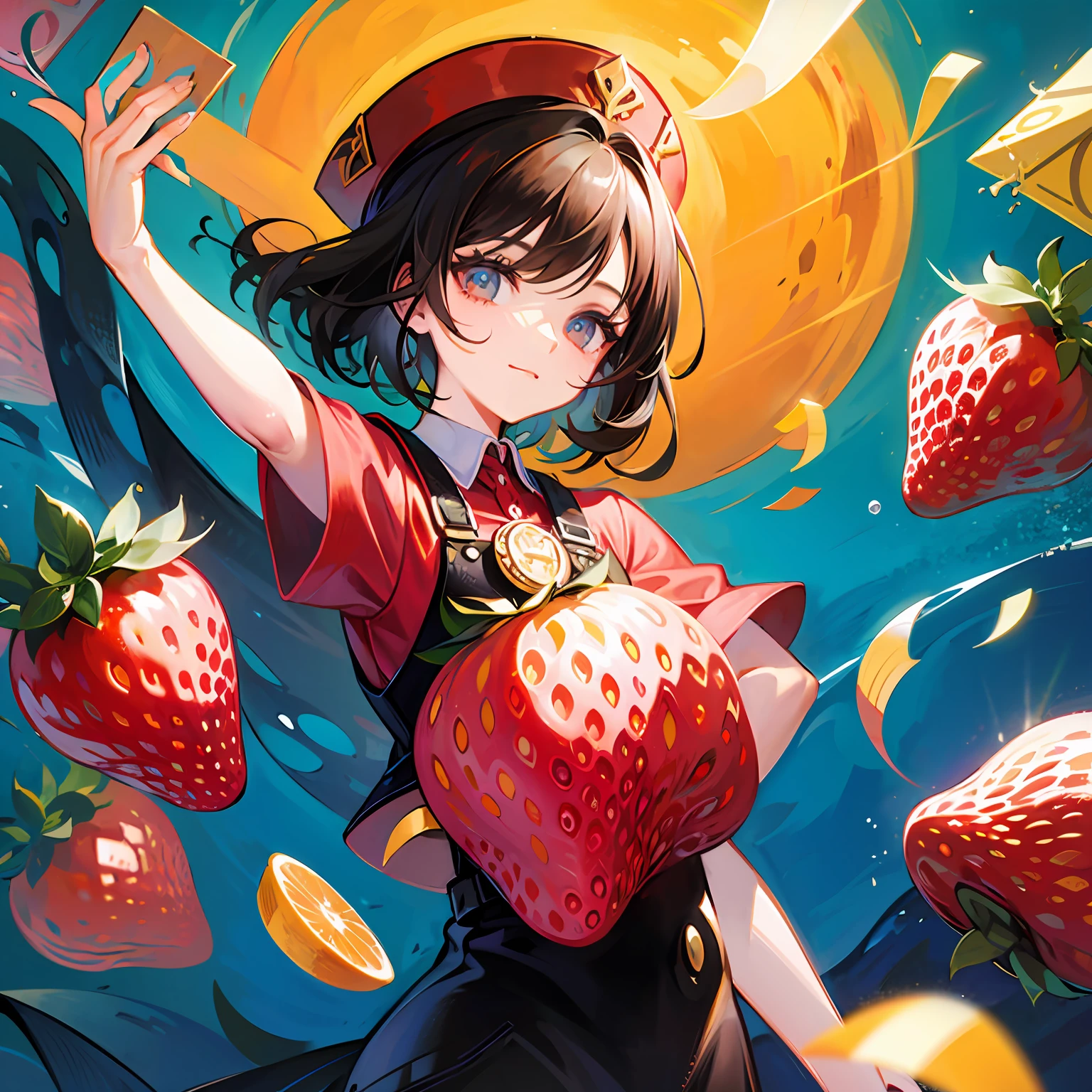 strawberries ,Two-dimensional painting style,illustration,E-commerce background --auto