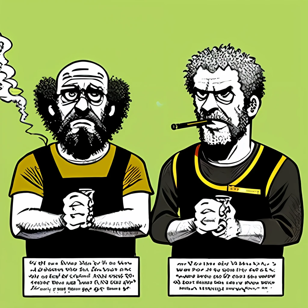A pair of hippies hyper-realistic characters, freak Brothers, smoking out of a hookah by R Crumb
