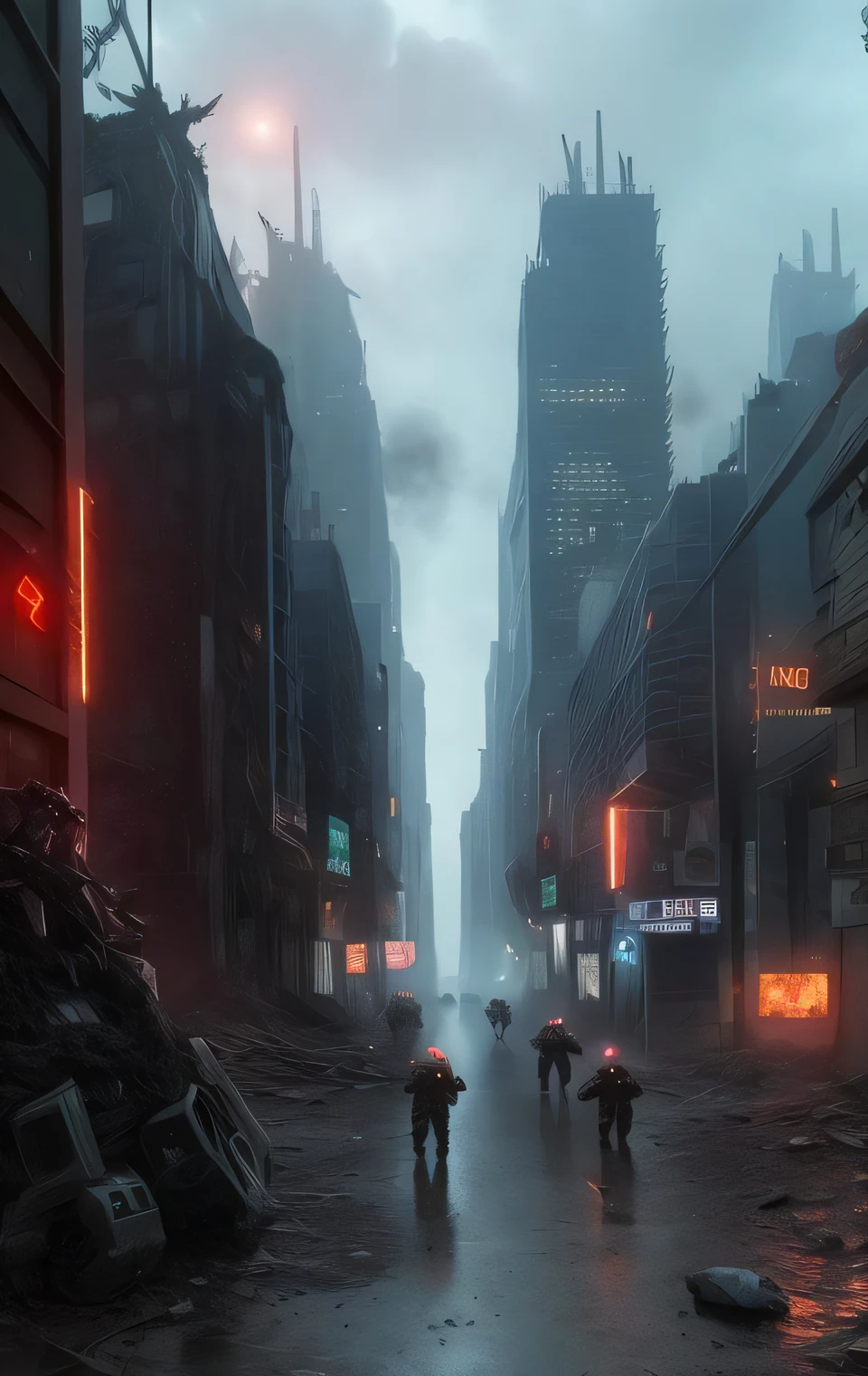 ((masterpiece)), (detailed), alien invasion, (cosmic), cthulhu,mech warfare,battleground, otherworldly, extraterrestrial, mech pilot, nightmarish, terrifying, powerful,complexity, dystopian,destruction, apocalyptic, (futuristic:1.1), (bio-mechanical:1.2), mech design, organic, alien tech, glowing, mech weapons, tendrils, horror, (city ruins:1.2), explosions, chaotic, struggle,
