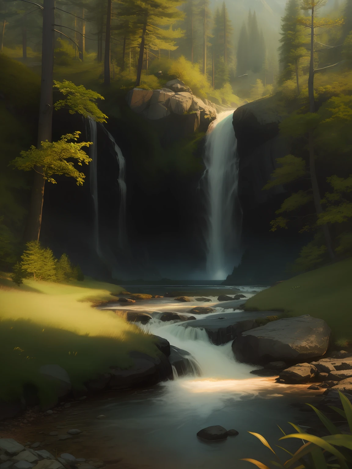 ChromaV5, nvinkpunk,(extremely detailed CG unity 8k wallpaper), An Landscape of a majestic forest surrounded by lush pink foliage, award winning photography, Chromatic Aberration, Detailed , HDR, Bloom,majestic oil painting by , Thomas Cole, Frederic Church, and Albert Bierstadt ,trending on artstation, trending on CGsociety, Intricate, High Detail, dramatic, art by midjourney