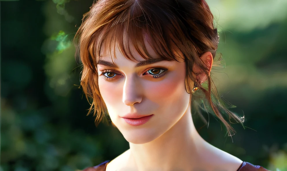 there is a woman with a brown shirt and a brown top, kiera knightley, kiera knightly, keira knightley, pride and prejudice, kiera knightly in repose, beautiful fine - face, beautiful face!!!!, jane austen, beautiful delicate face, very beautiful face, lovely delicate face, beautiful girl, beautiful face!, beautiful face!!