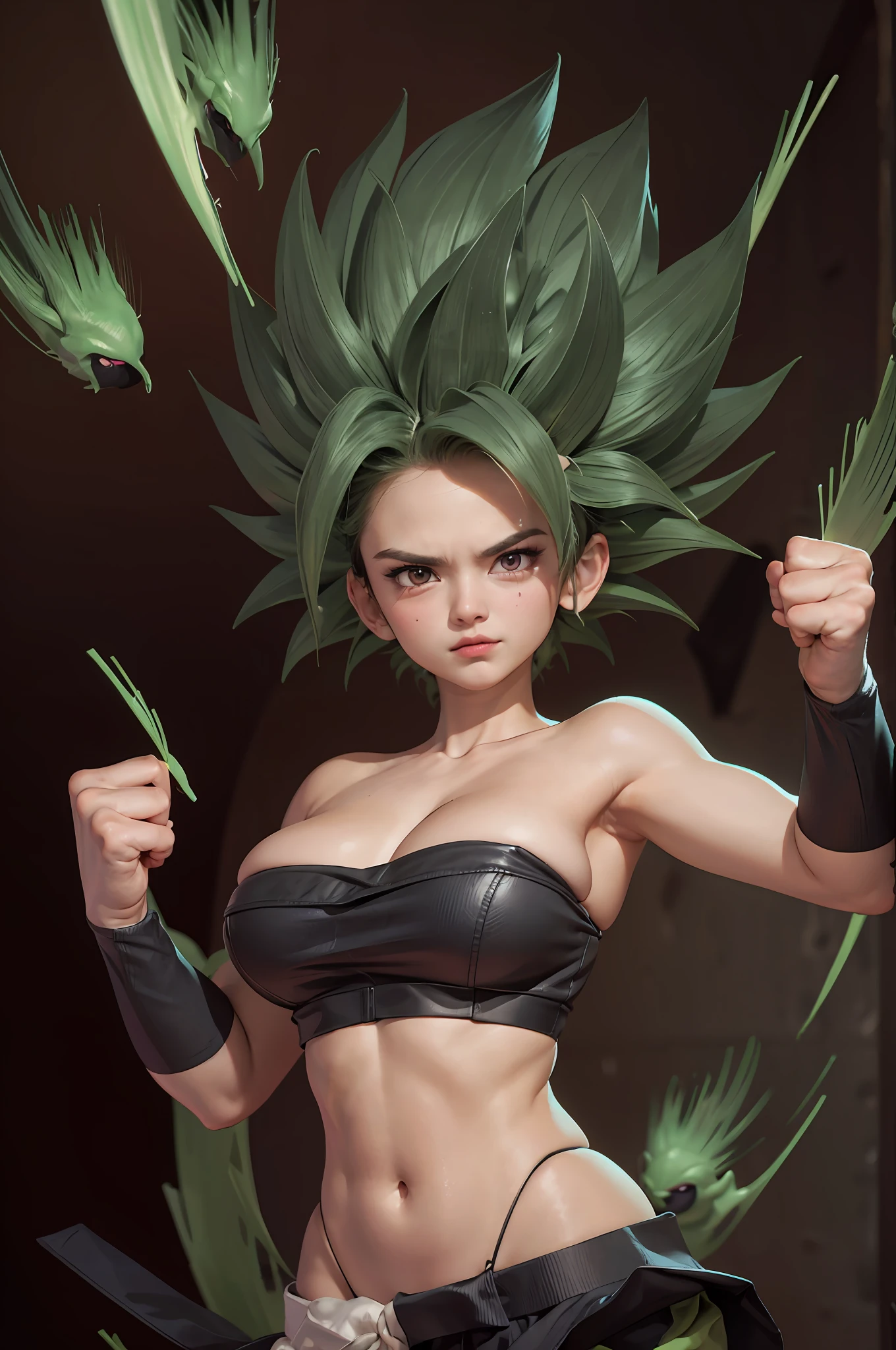 Female, feminine, androgynous, large breasts, transgender Broly from Dragon Ball Super, 1boy, closed mouth, female focus, muscular, muscular male, standing alone on Namek, sash, serious, solo, spiked hair, ultra instinct, ((masterpiece)), erotic, sexy female Waifu, photorealistic anime realism trending on civitai perfect composition perfect render innovative design dynamic angle perfect pose perfect body perfect face perfect hands perfect fingers perfect, signature Broly outfit, Dragon Ball style environment, realistic background, detailed background detailed outfit perfect nails, highest resolution, 12inchpenis, penisbulge