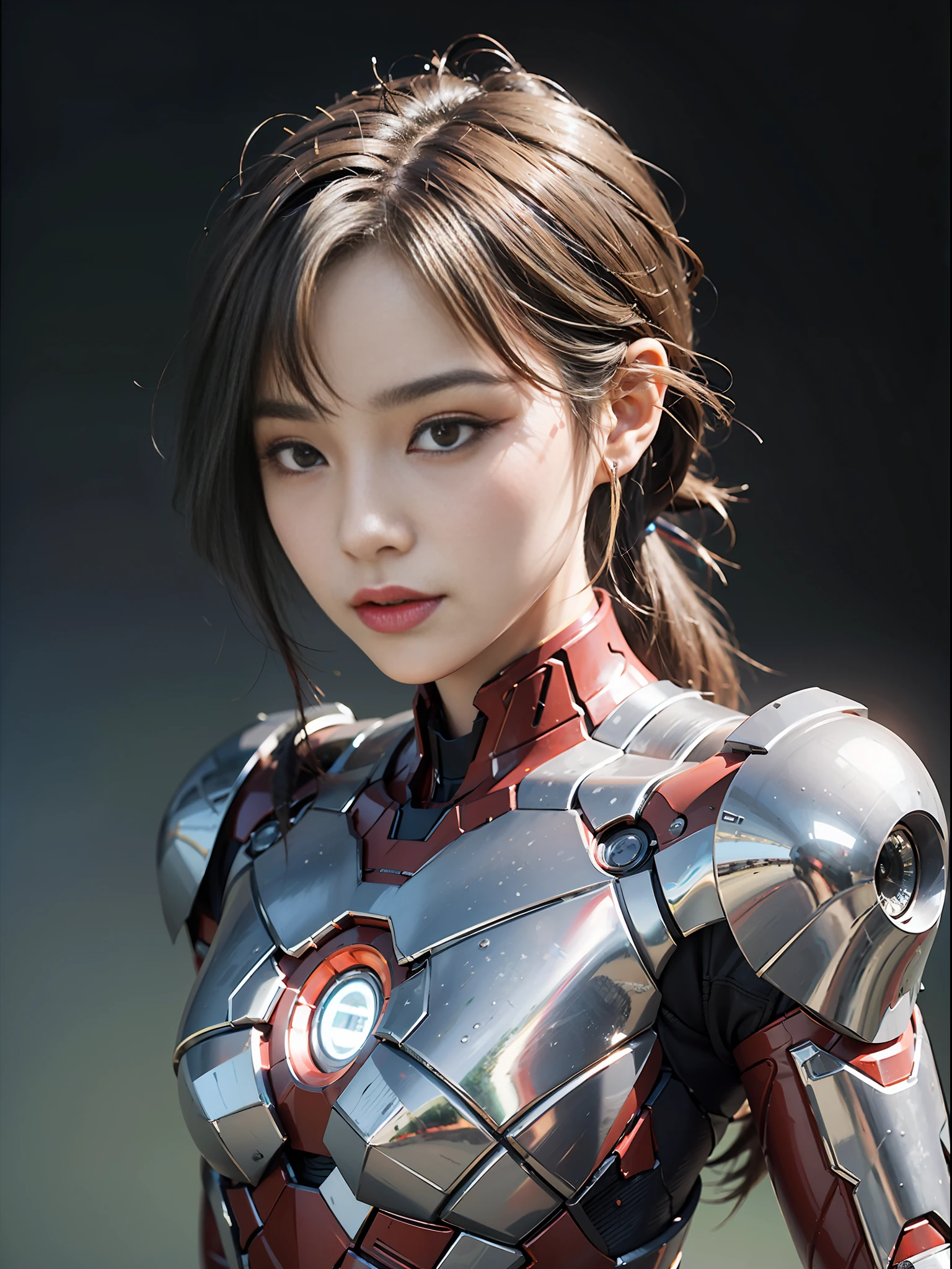 (Best Quality), ((Masterpiece), (Detail: 1.4), 3D, A Beautiful Iron Man Female Figure, HDR (High Dynamic Range), Ray Tracing, NVIDIA RTX, Super-Resolution, Unreal 5, Subsurface Scattering, PBR Textures, Post Processing, Anisotropic Filtering, Depth of Field, Maximum Sharpness and Sharpness, Multi-layer Textures, Albedo and Highlight Maps, Surface Shading, Accurate simulation of light-material interactions, perfect proportions, Octane Render, two-color light, large aperture, low ISO, white balance, rule of thirds, 8K RAW,