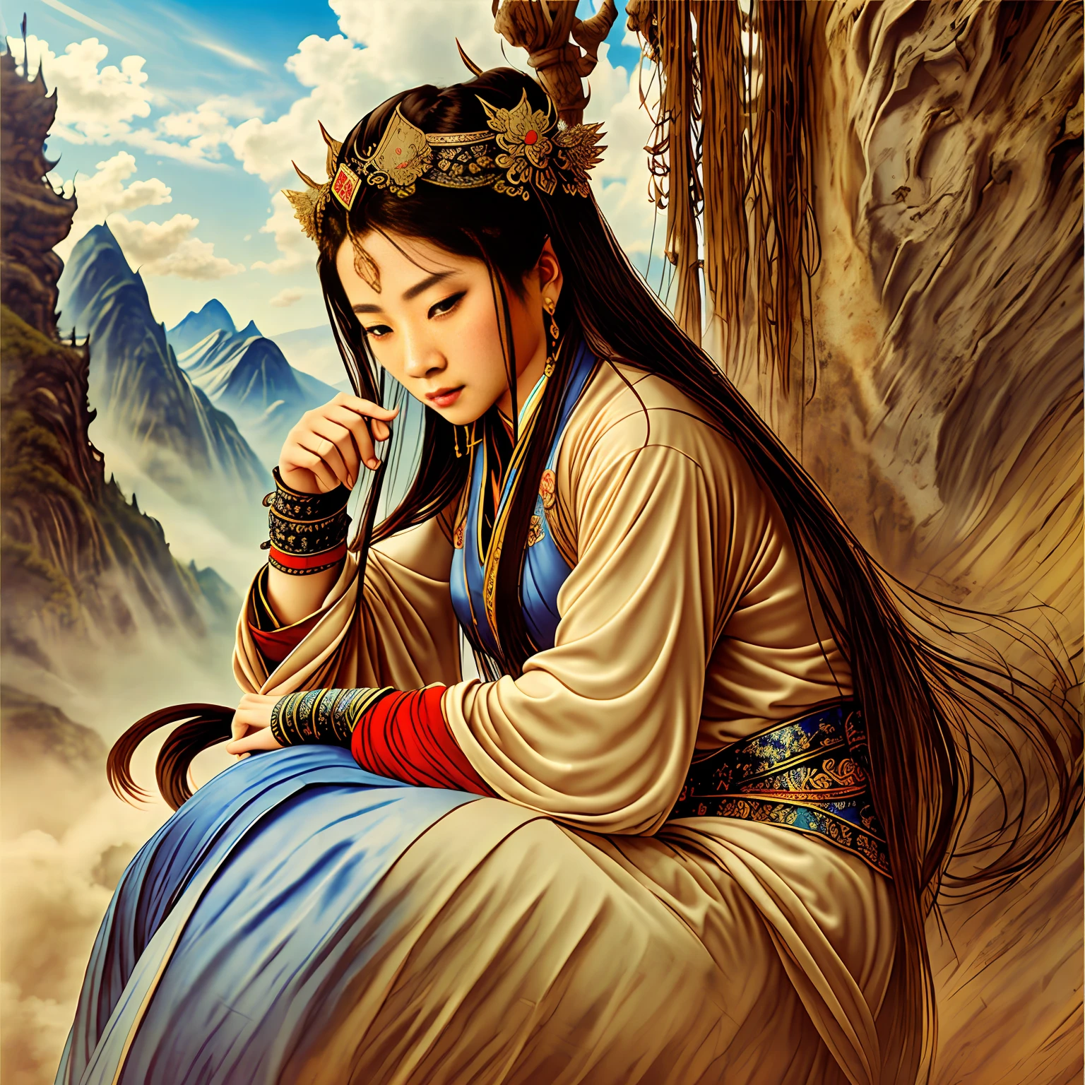 Zhang Daoling Heavenly Master，Wearing a Taoist robe，Carry your hands behind your back，The background is grand，High Picture Quality，Digital picture quality， --auto