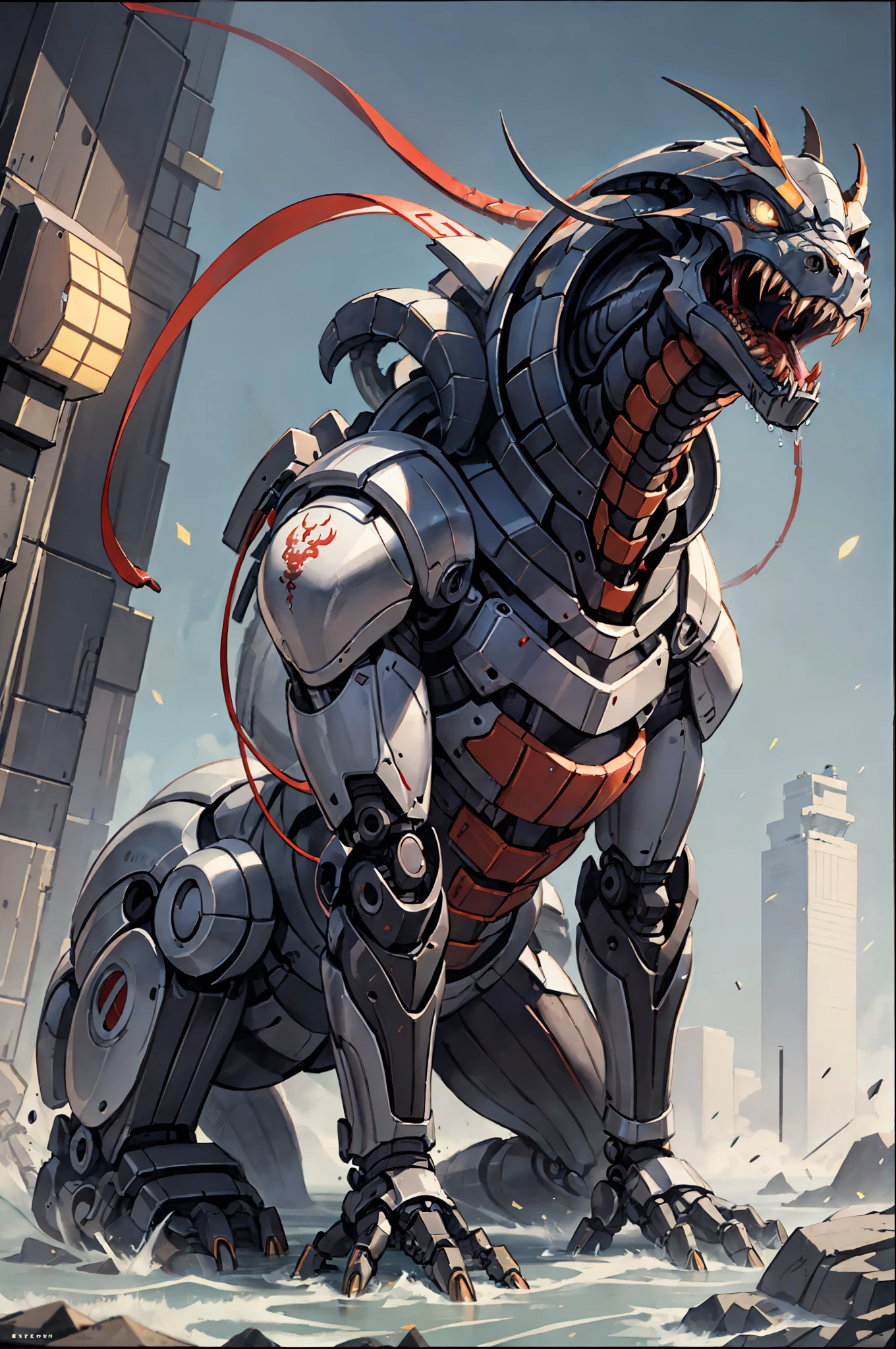 (best qulity), Oriental detailed background, Girl with man, Science-Fiction, Robotic arm, Guro, alien, ogre,Xenomorph,Mechanically,mechamusume,girlfriend,tentacles in,entangle,Wet,Mechanical dragon,China Dragon,Mechanical dinosaurs,t-rex