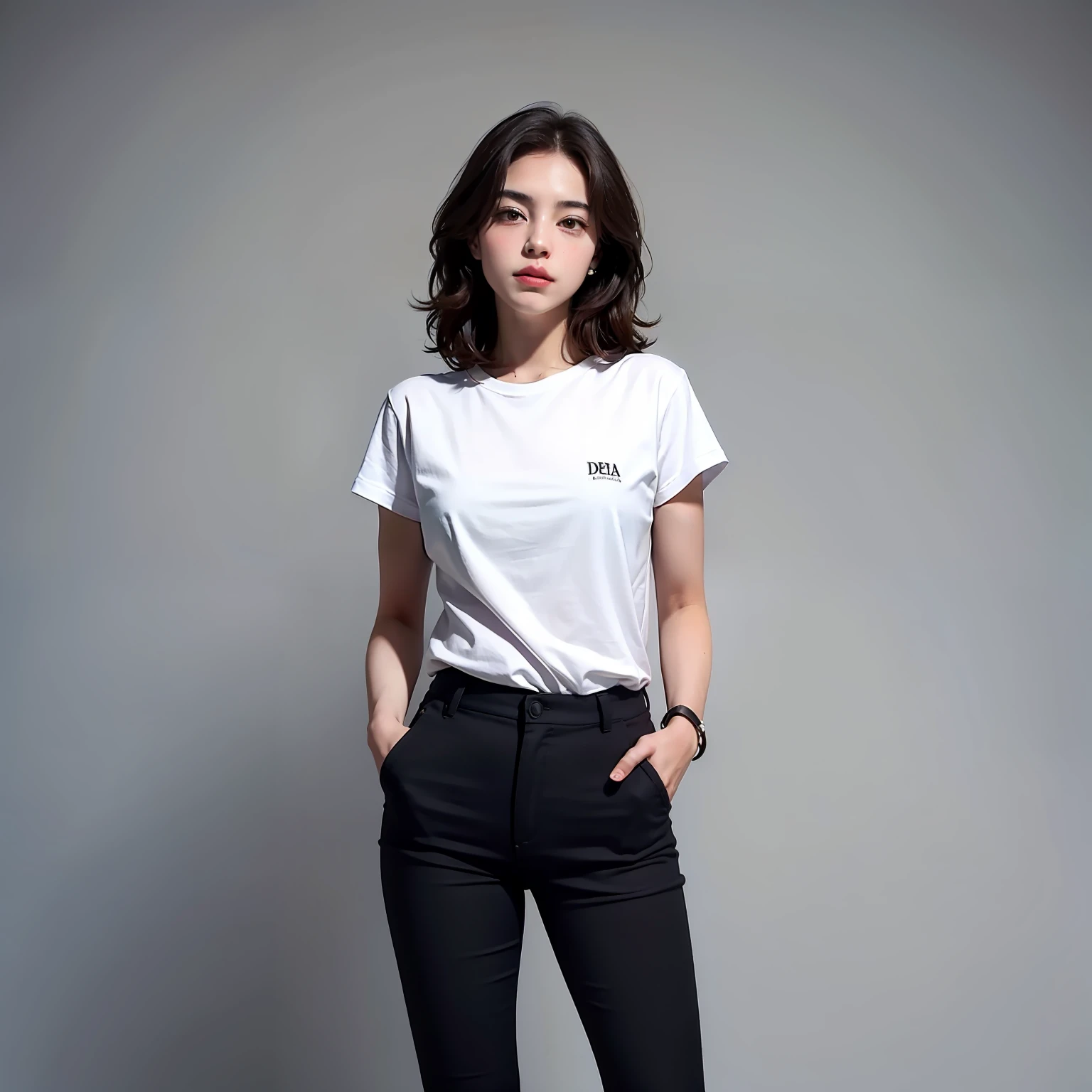 Mulher em uma camiseta, dream medium portrait top light, medium portrait top light, foto oficial do produto, T - Camisa, camiseta, foto do produto, Close portrait, vestindo uma camiseta, luz superior retrato, classic portrait, Foto completa do produto, ultra realista, ultra detalhado, hiper-realismo, fotografia, grande angular.