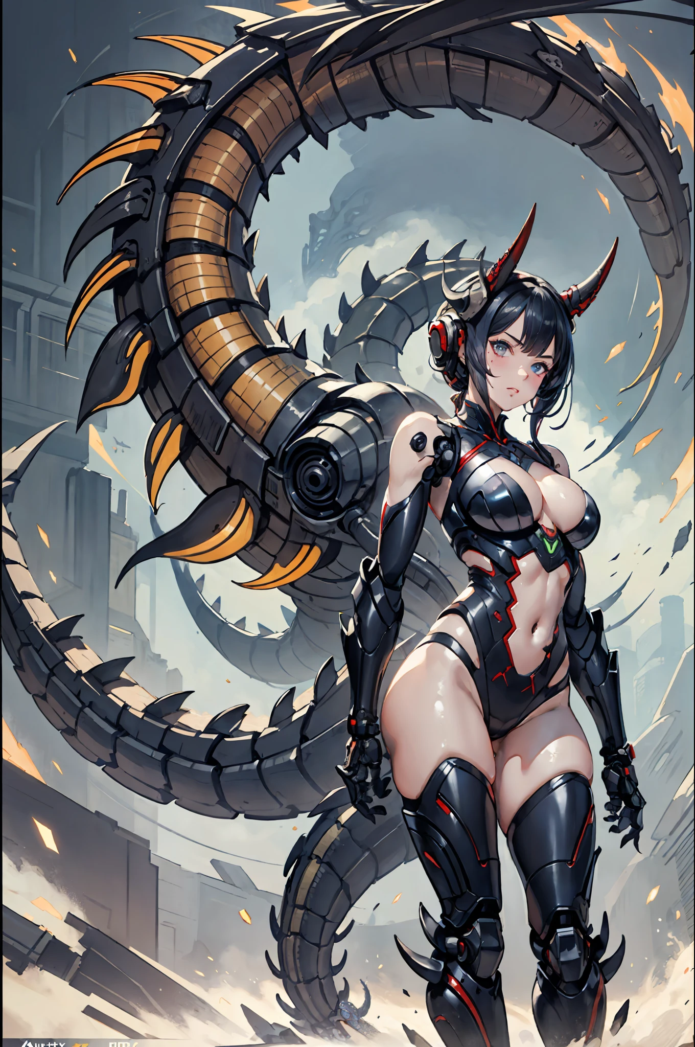 (best qulity), Oriental detailed background, Girl with man, Science-Fiction, Robotic arm, Guro, alien, ogre,Xenomorph,Mechanically,mechamusume,girlfriend,tentacles in,entangle,Wet,Mechanical dragon,China Dragon,Mechanical dinosaurs,t-rex